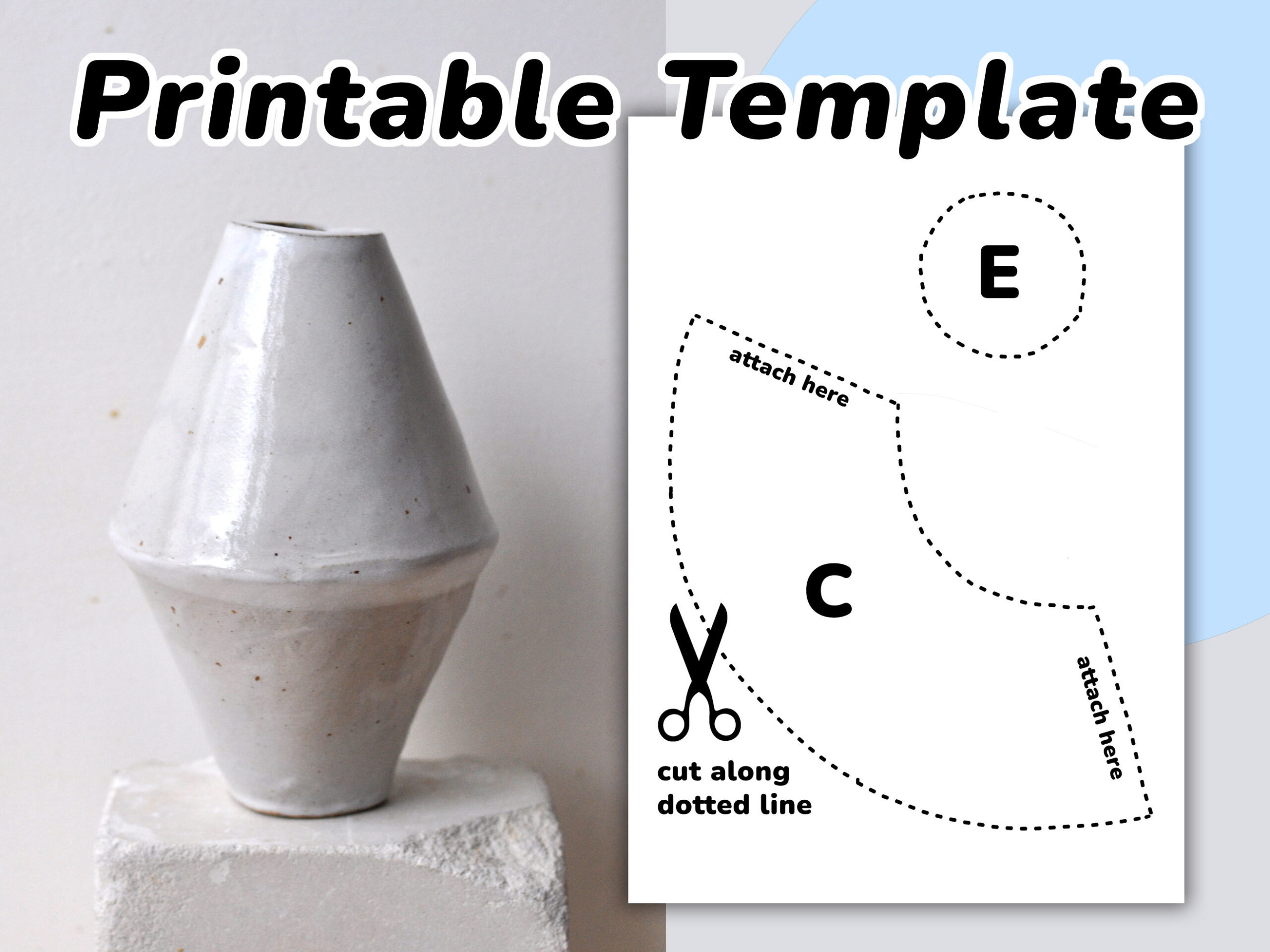 Minimalistische Vase // Slab Pottery Template // Keramik-Werkzeuge inside Printable Slab Pottery Templates