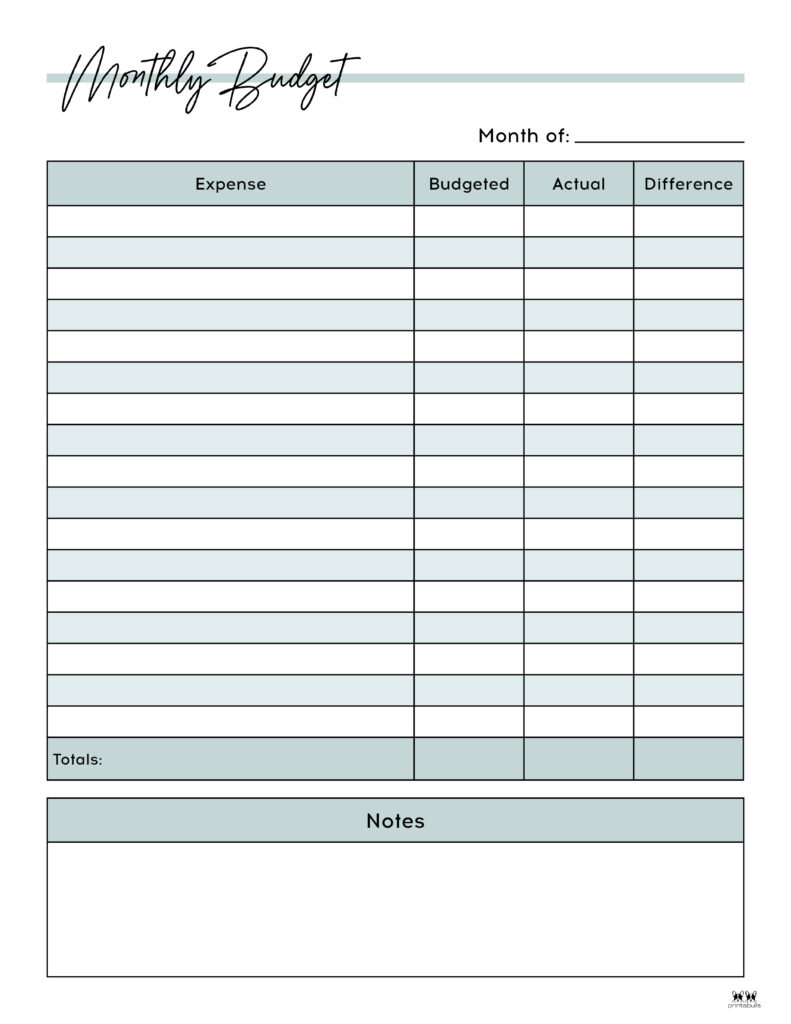 Monthly Budget Planners - 20 Free Printables | Printabulls in Monthly Budget Template Free Printable