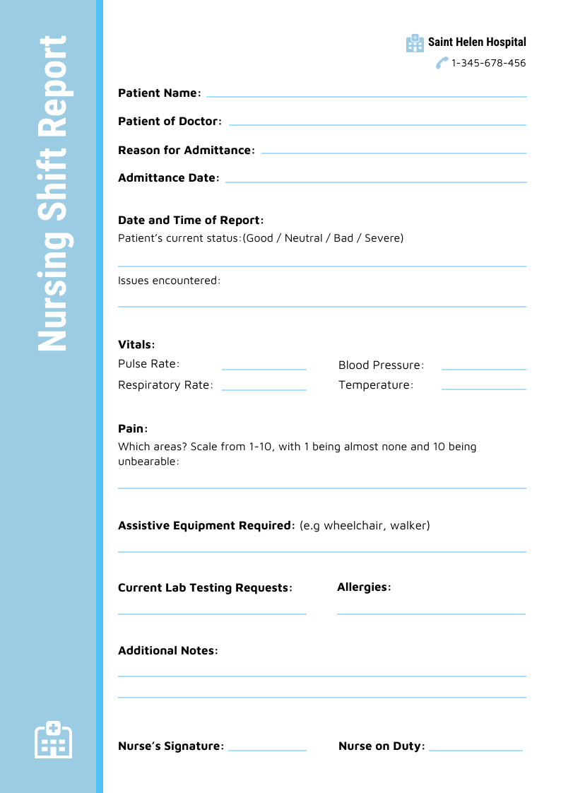 Nursing Change Of Shift Report Template - Venngage with regard to Printable Nursing Change Of Shift Report Template