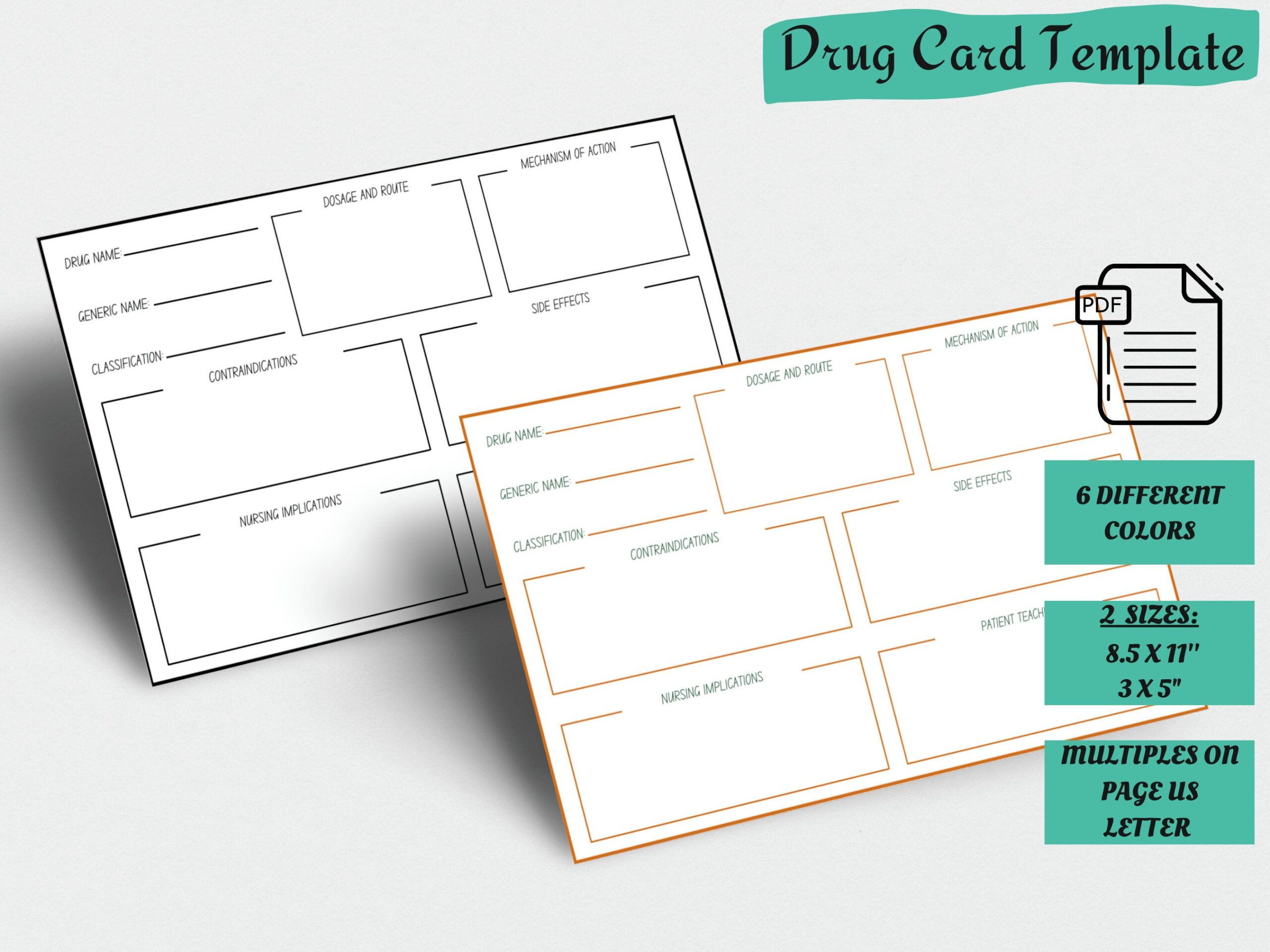 Nursing Pharmacology Drug Flashcards Template in Free Printable Pharmacology Drug Card Template