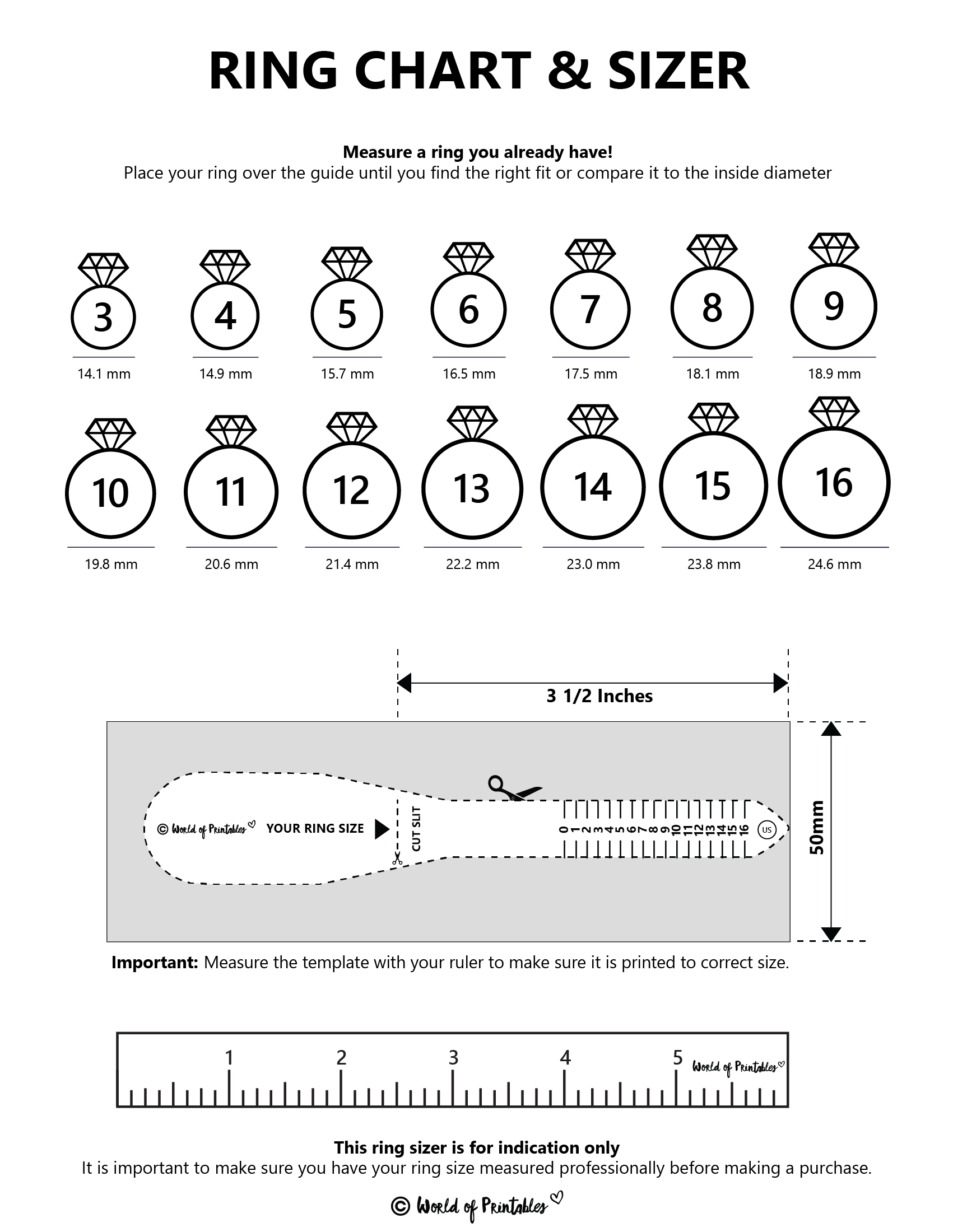 Online Ring Sizer – Token Jewelry intended for Printable Ring Size Template