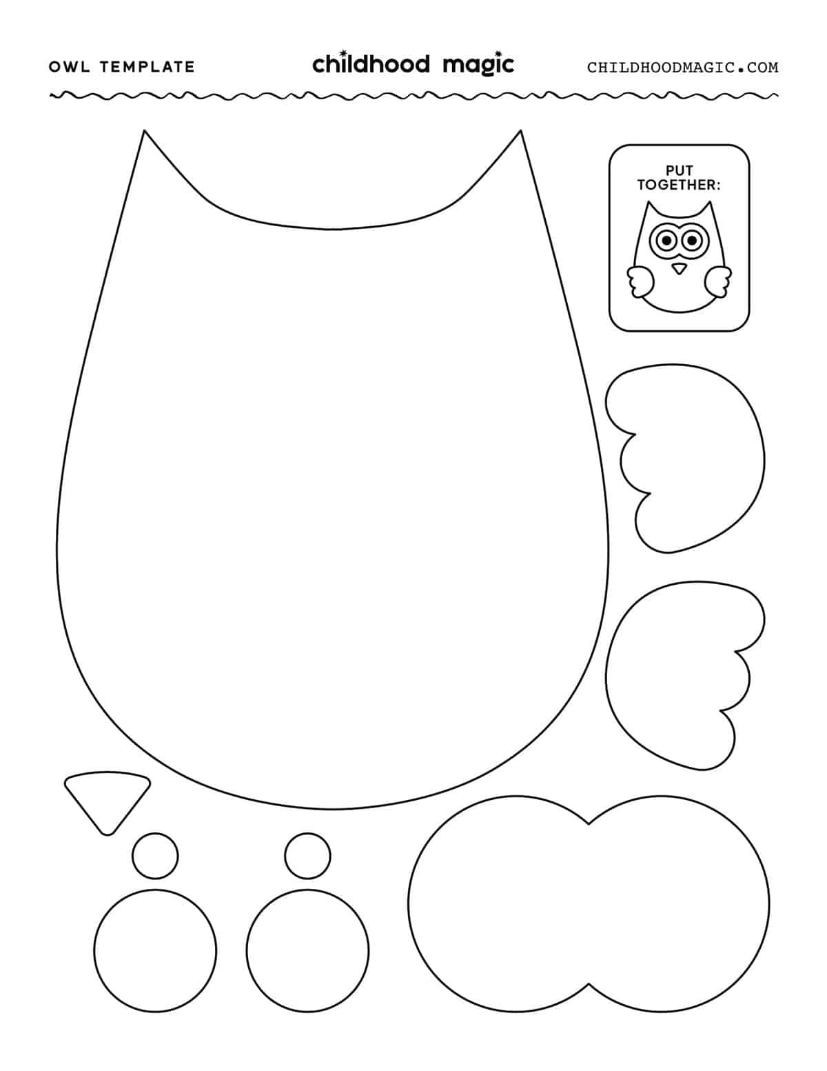 Owl Template - Childhood Magic pertaining to Printable Owl Pattern Template