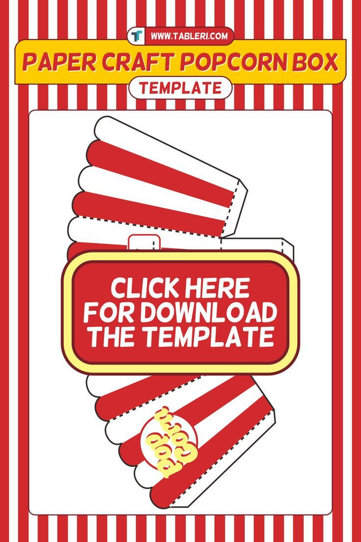 Paper Craft Popcorn Box | Craft Template | Fun Craft Project Ideas with regard to Printable Popcorn Box Template