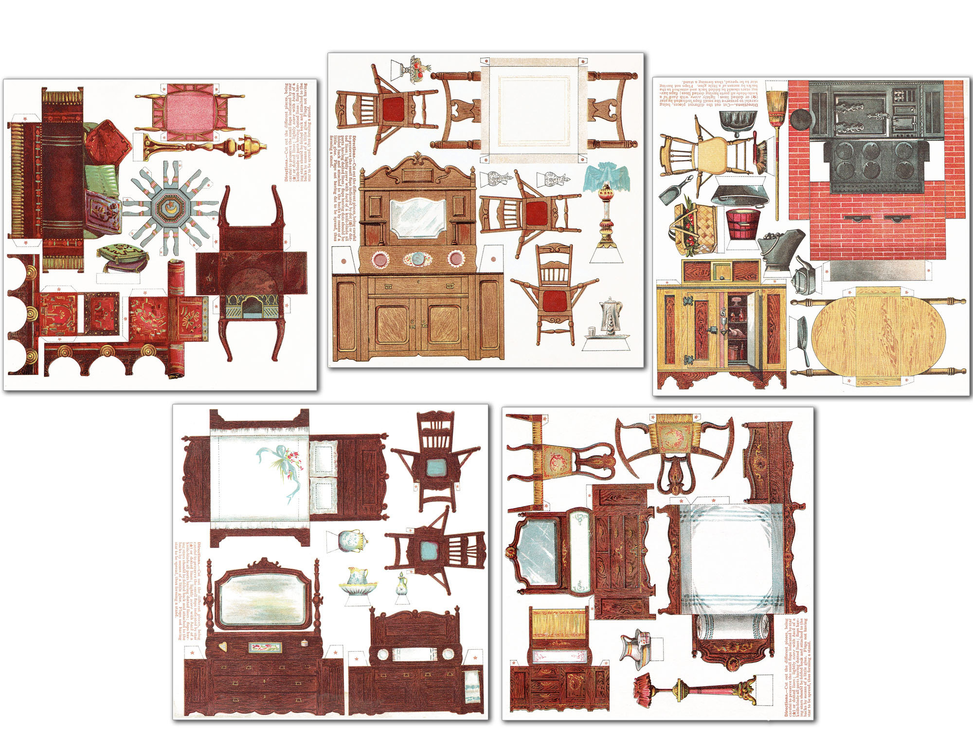 Paper Doll House Furniture Paper Doll Printable Digital Download with Printable 3D Paper Furniture Templates