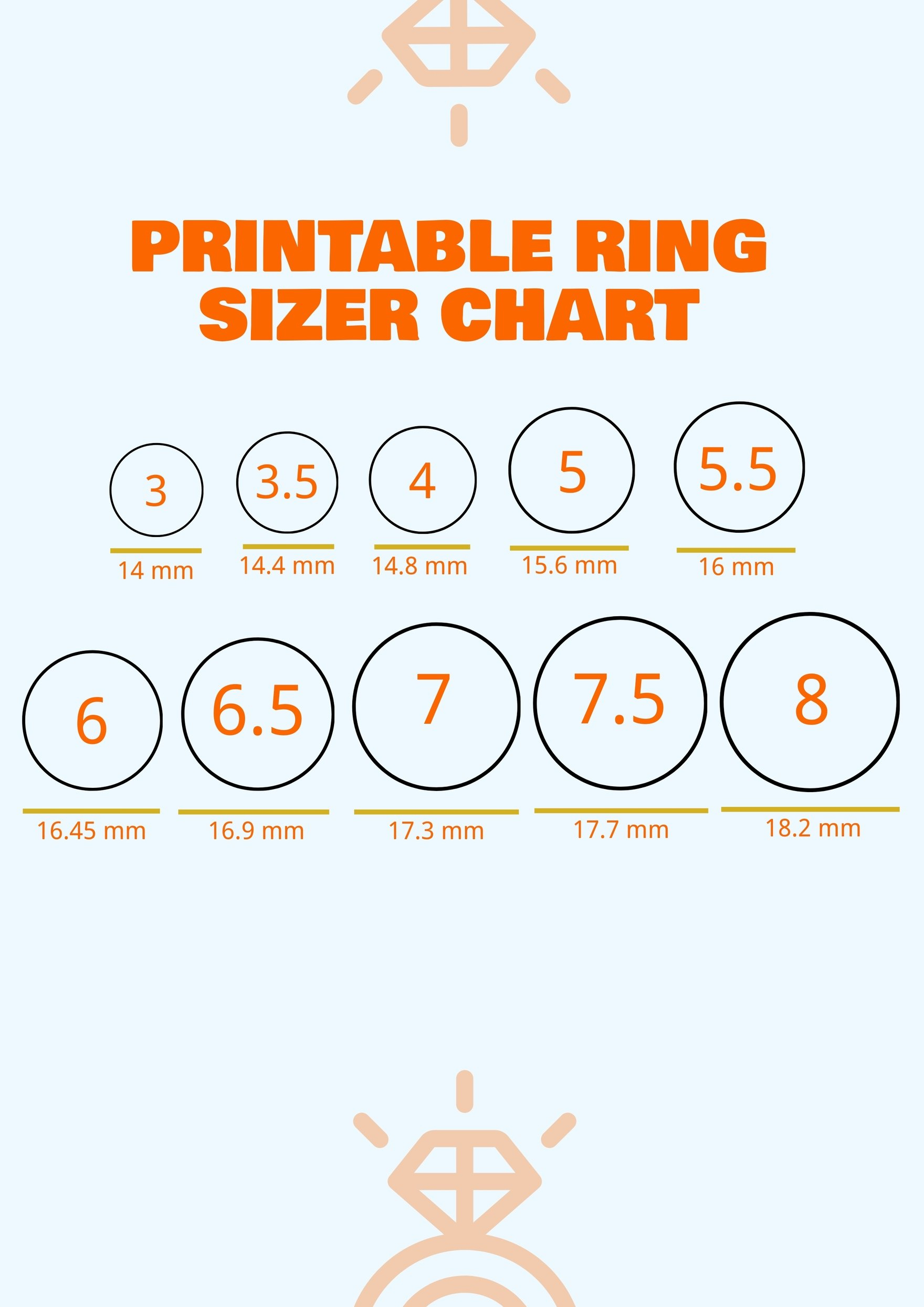 Personal Printable Ring Sizer Chart Template In Illustrator, Pdf in Printable Ring Size Template