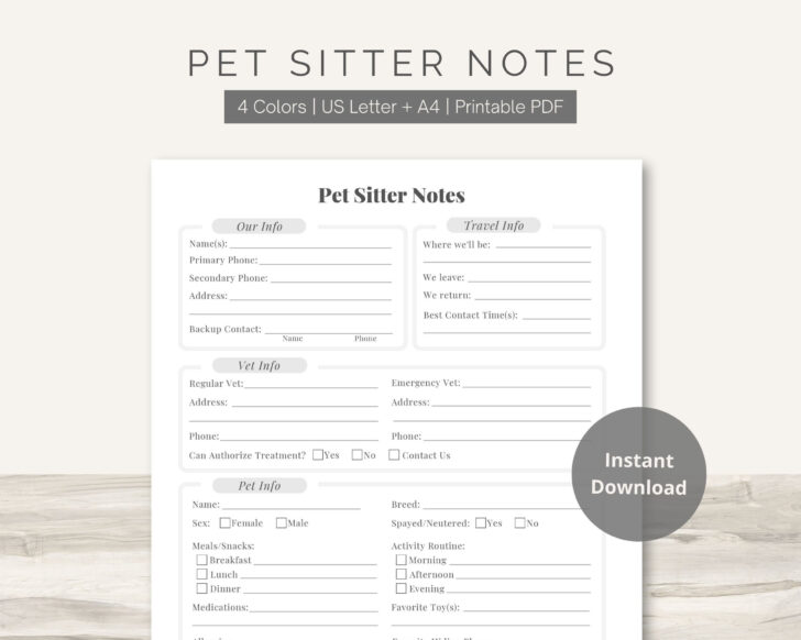 Printable Pet Sitting Template