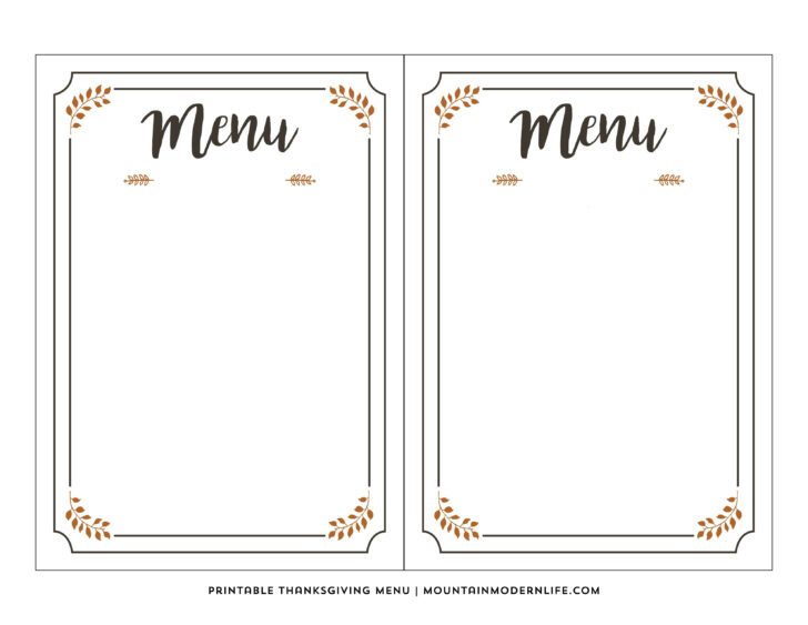 Free Printable Menu Templates