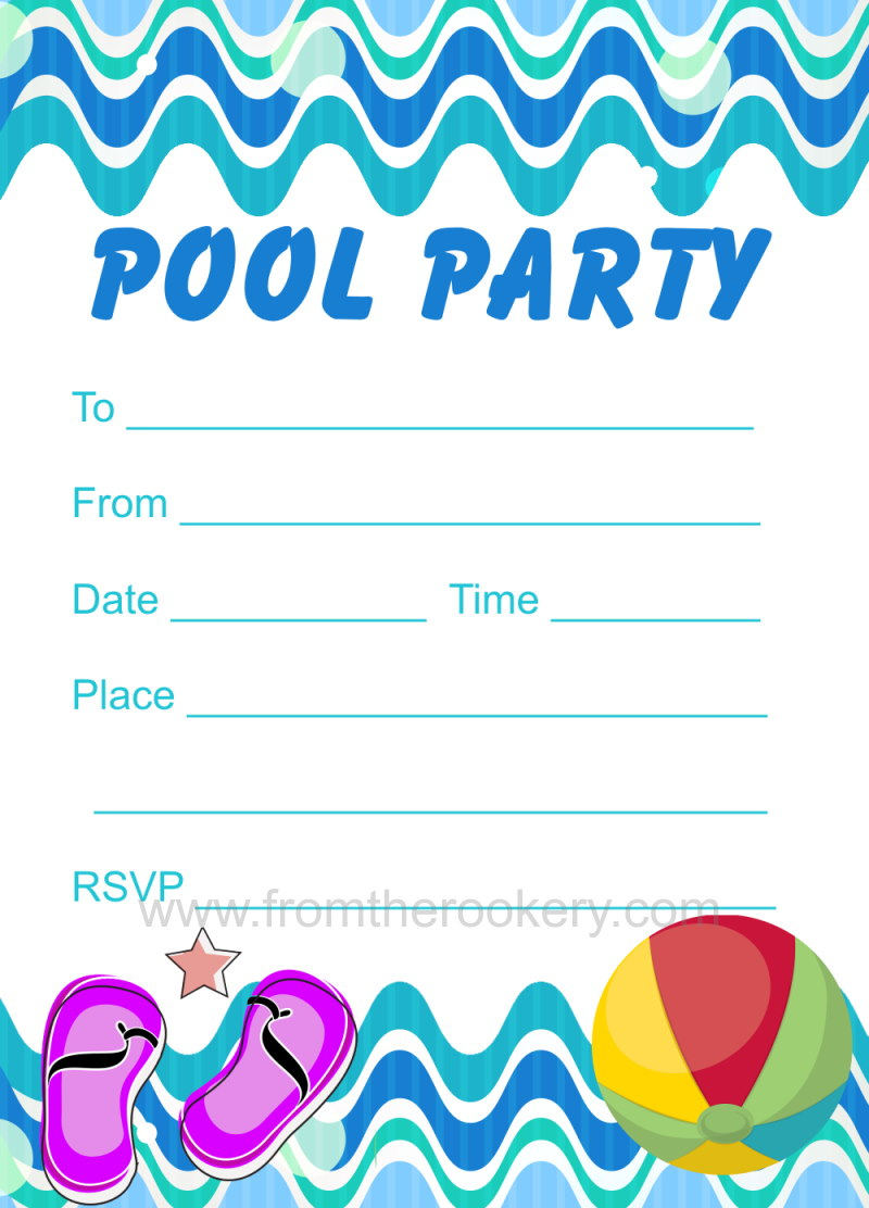 Pool Party Invitation inside Blank Free Printable Pool Party Invitations Templates