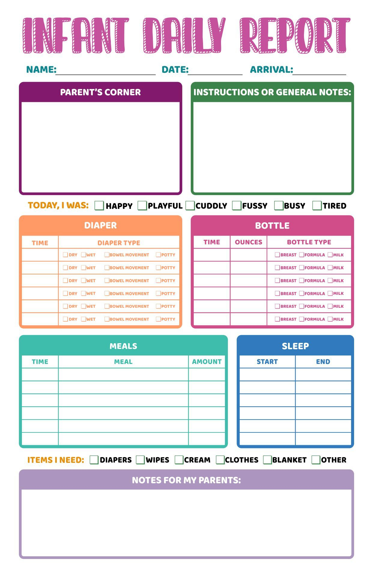 Preschool Daily Reports - 10 Free Pdf Printables | Printablee intended for Free Printable Infant Daily Report Template