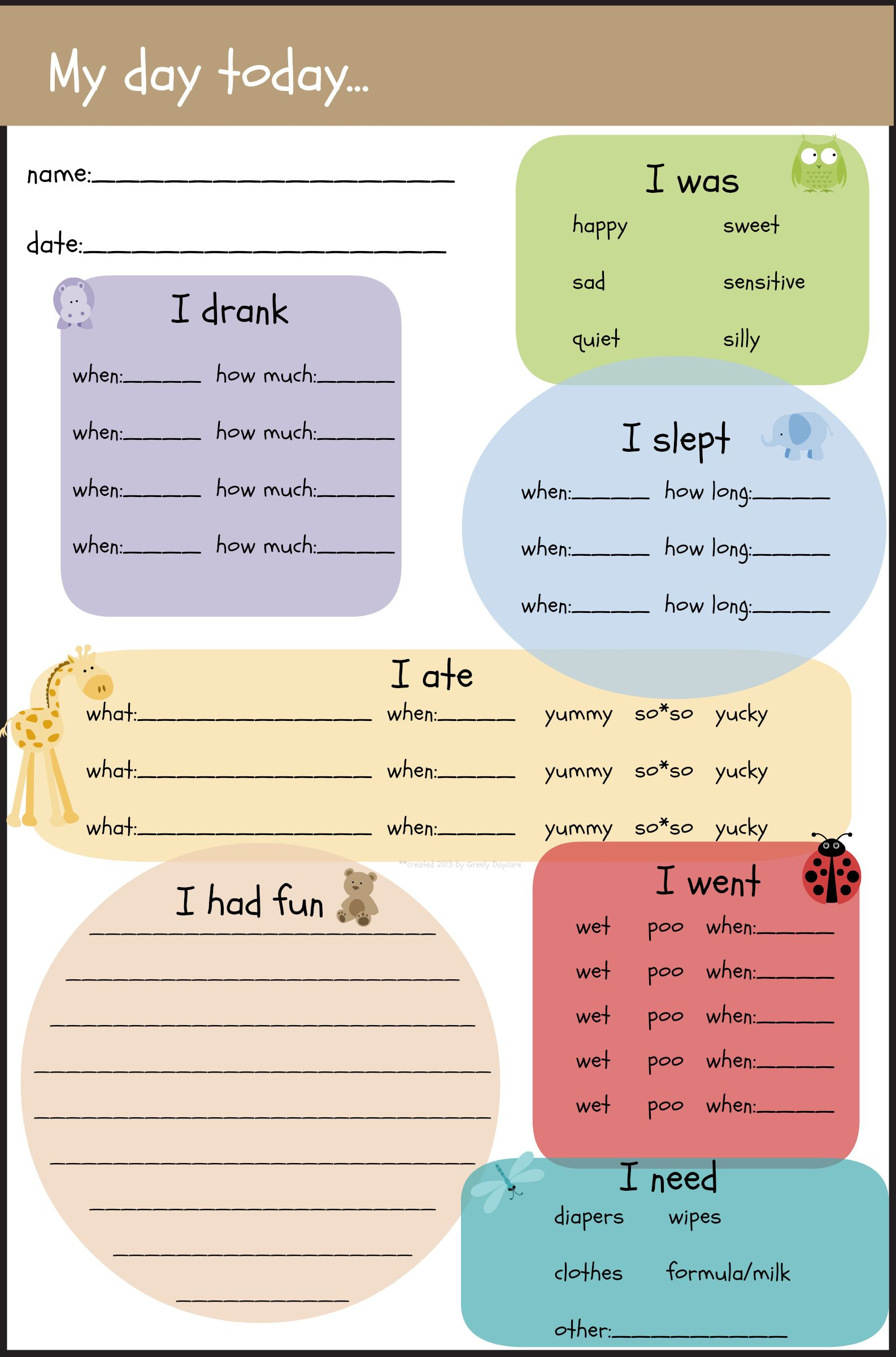 Preschool Daily Reports - 10 Free Pdf Printables | Printablee with regard to Free Printable Infant Daily Report Template