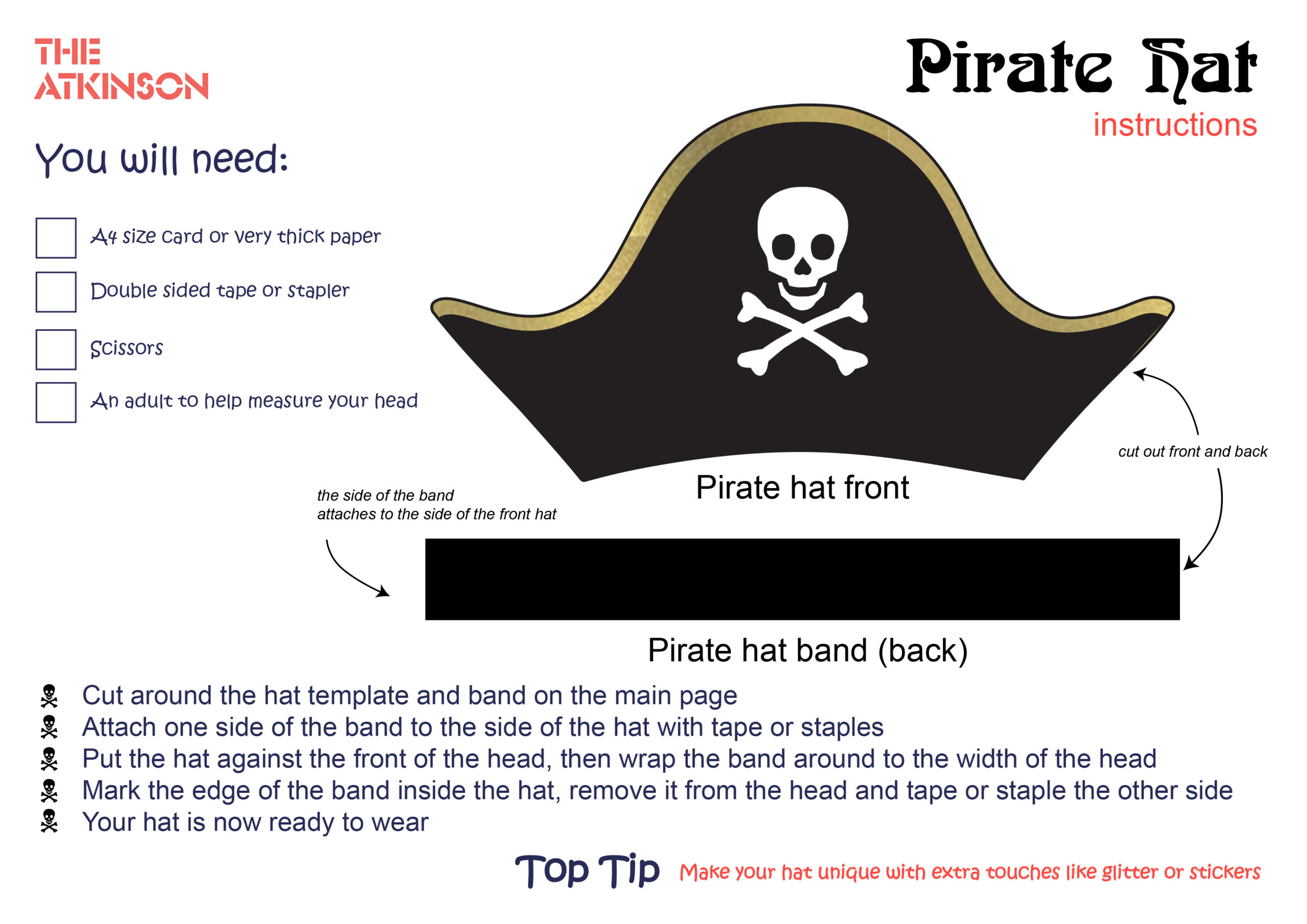 Print Your Own Pirate Hat - The Atkinsonthe Atkinson regarding Pirate Hat Printable Template