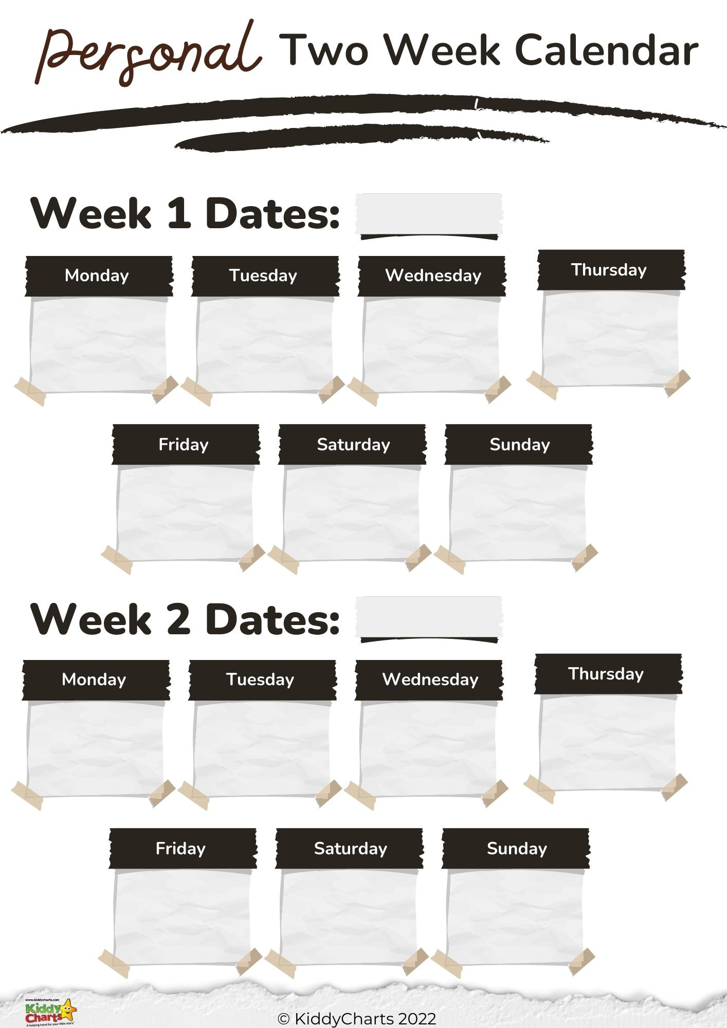 Printable 2 Week Calendar Template To Organise Your Life for Free Printable Monday First 2 Week Calendar Template