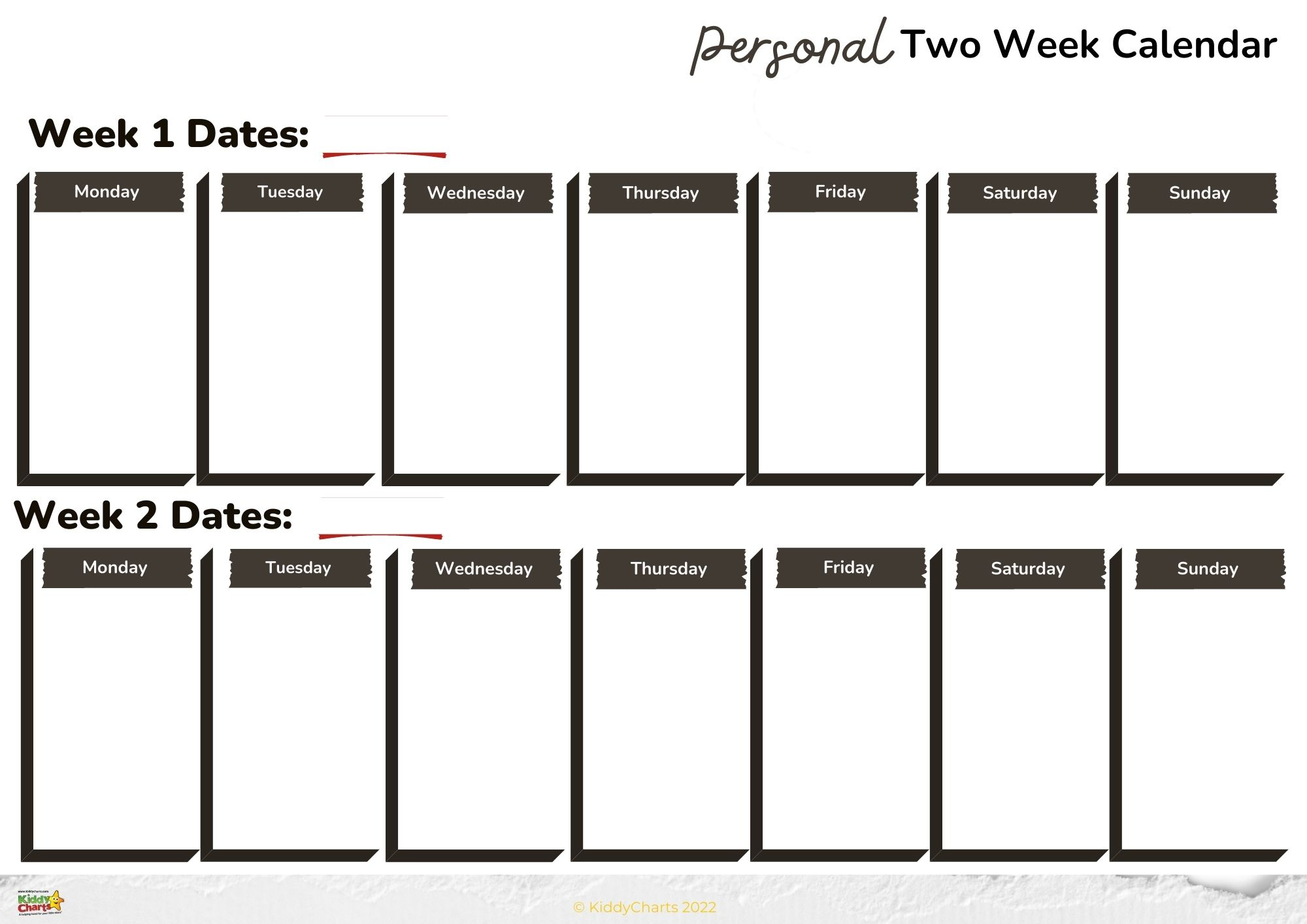 Printable 2 Week Calendar Template To Organise Your Life for Free Printable Monday First 2 Week Calendar Template