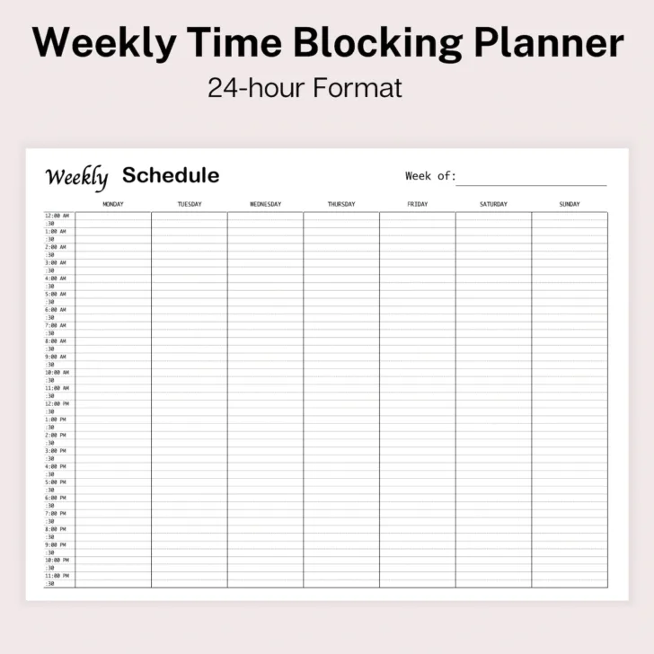 Printable 30 Minute Schedule Template