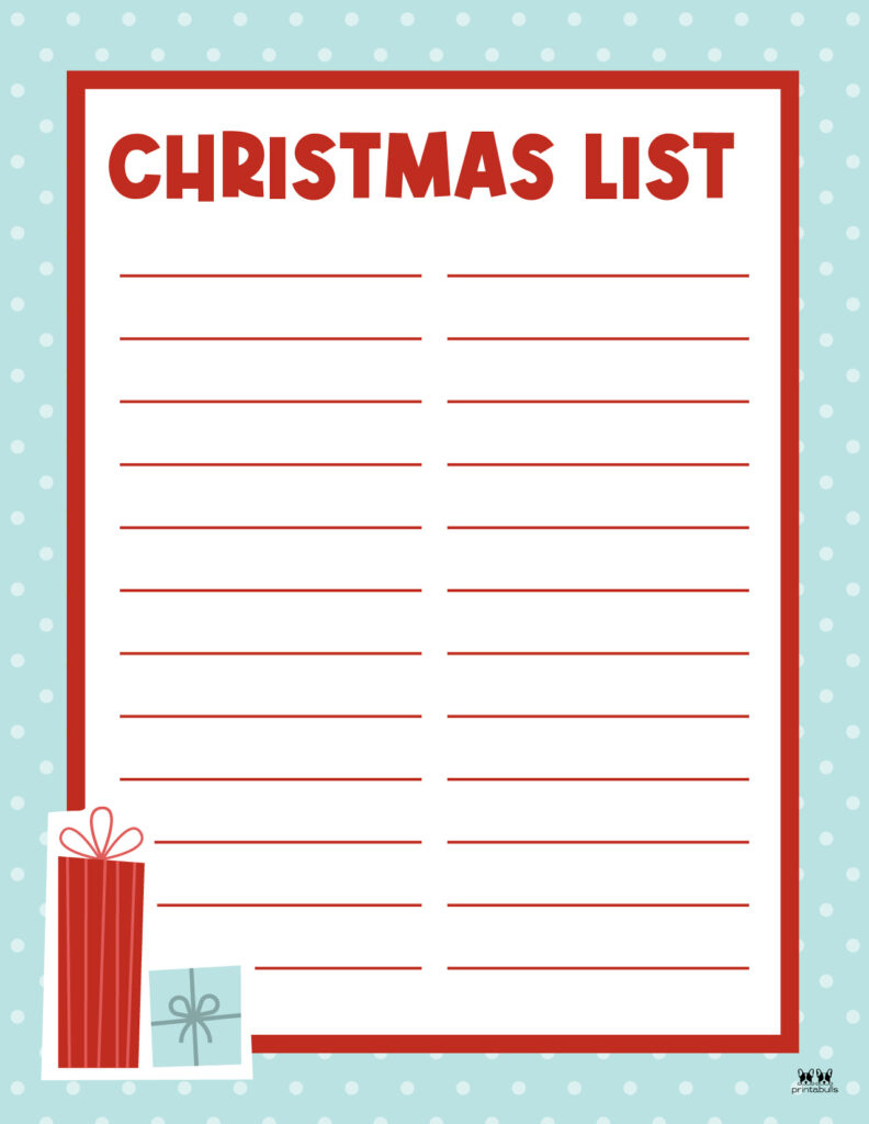 Printable Christmas Lists - 25 Free Printables | Printabulls for Christmas List Printable Template