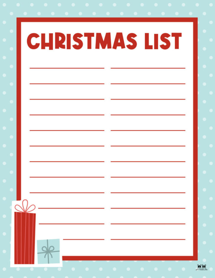 Printable Christmas List Template