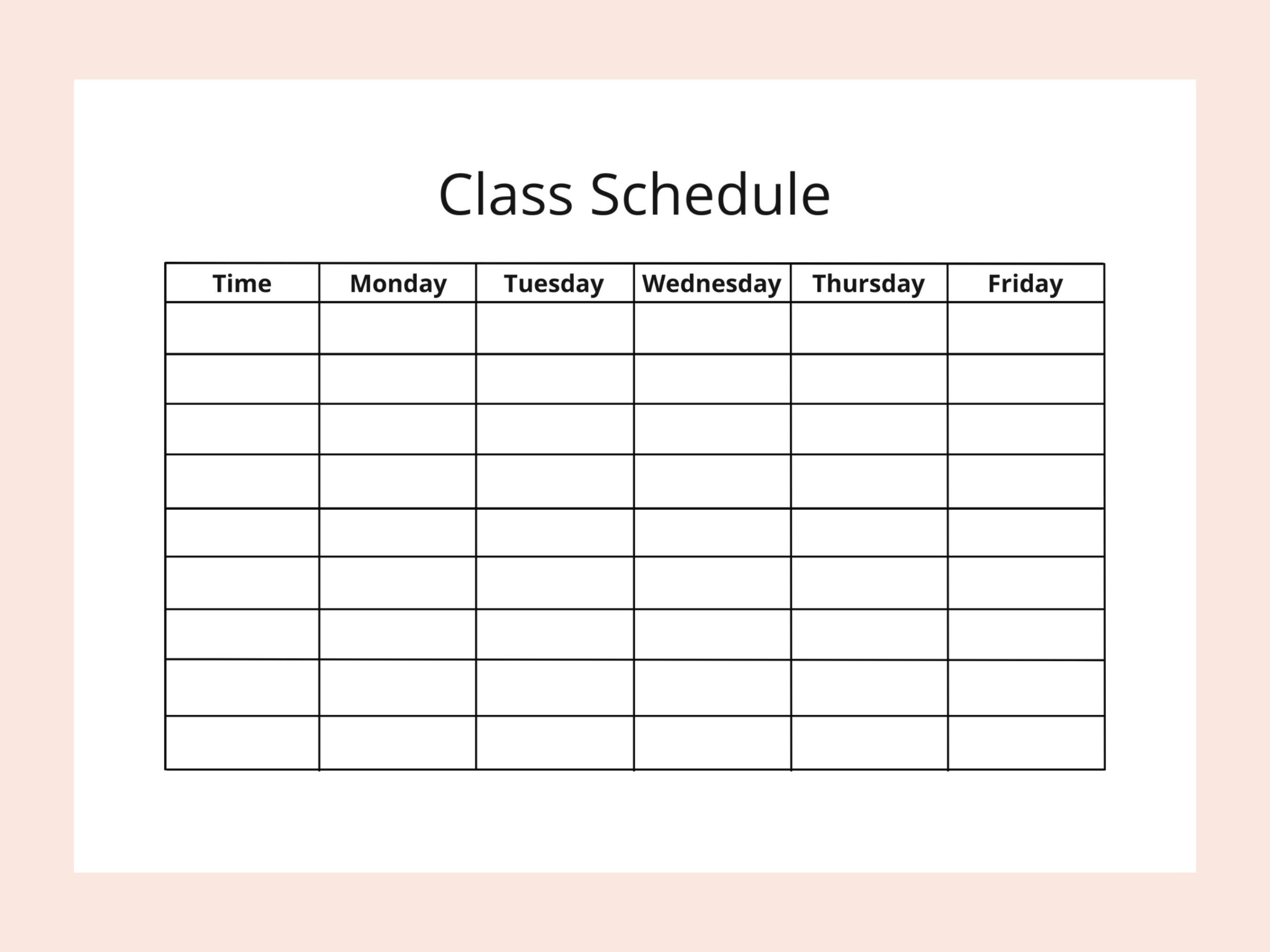 Printable Class Schedule Planner Instant Download Minimalist within Printable Class Schedule Template