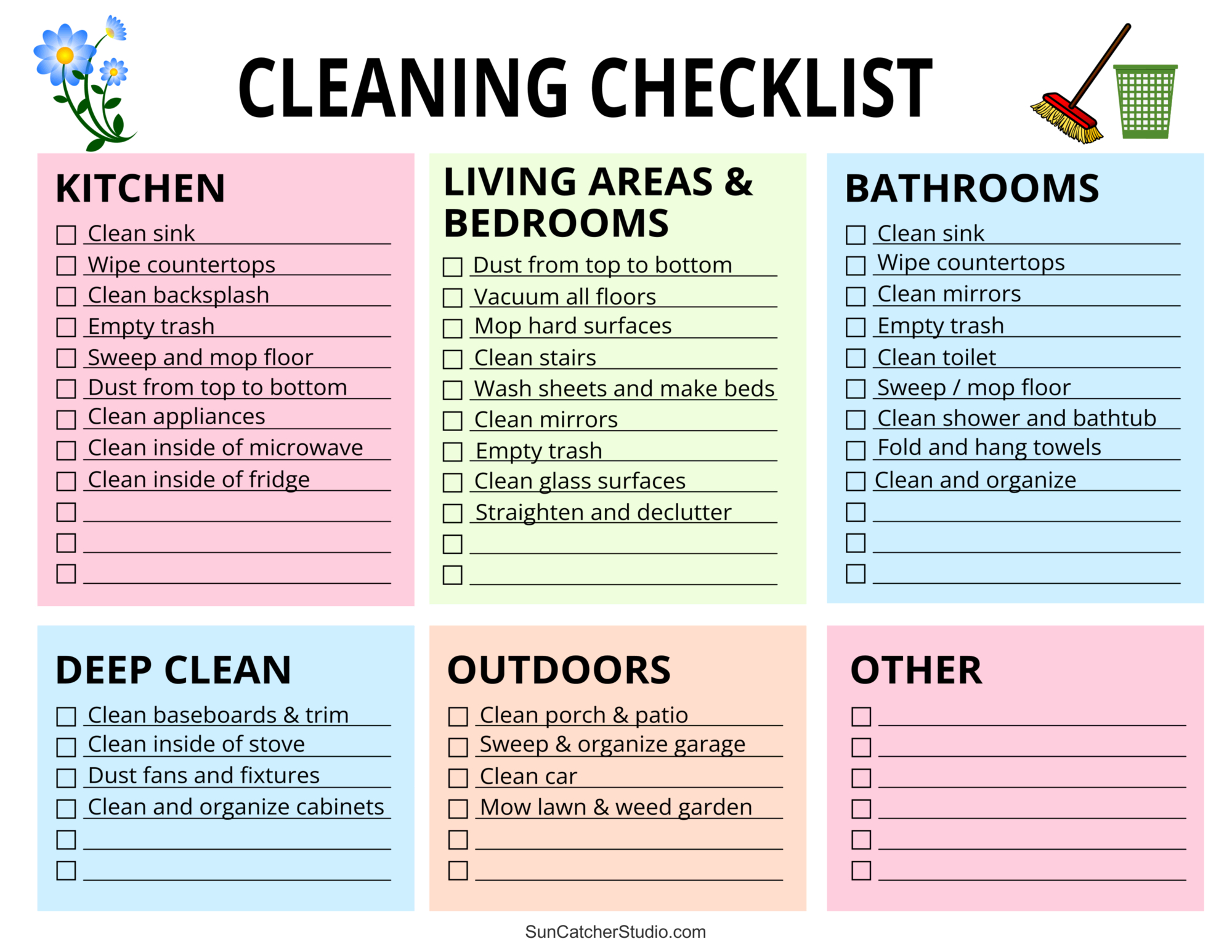 Printable Cleaning Schedule (Spring, Daily, &amp;amp; Weekly Checklists throughout Printable House Cleaning Schedule Template