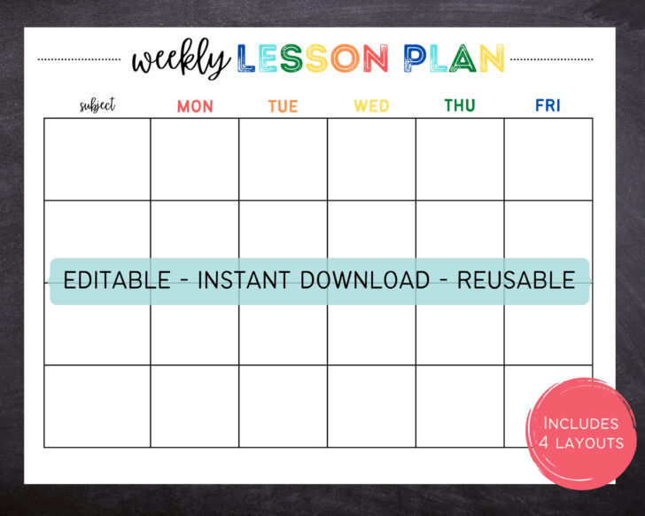 Printable Lesson Plan Template Weekly