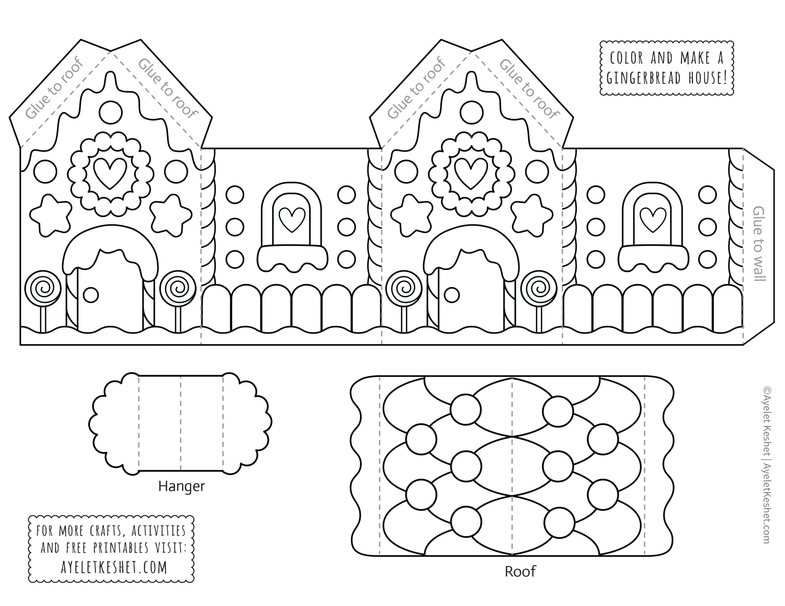 Printable Gingerbread House Template To Color - Ayelet Keshet for Gingerbread House Printable Template