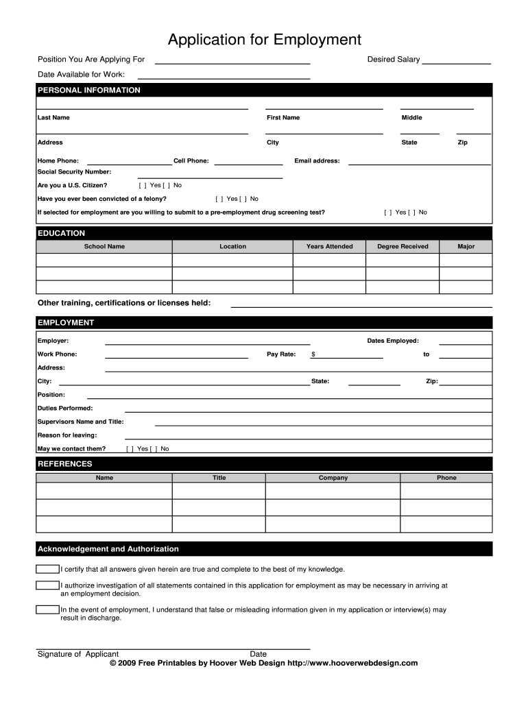 Printable Job Application - Fill Online, Printable, Fillable with regard to Printable Employment Application Template