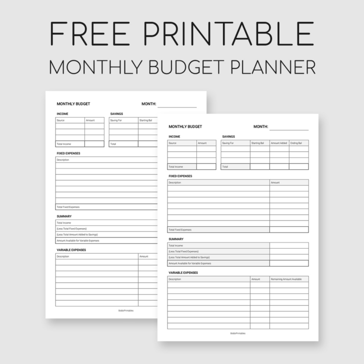 Monthly Budget Template Free Printable