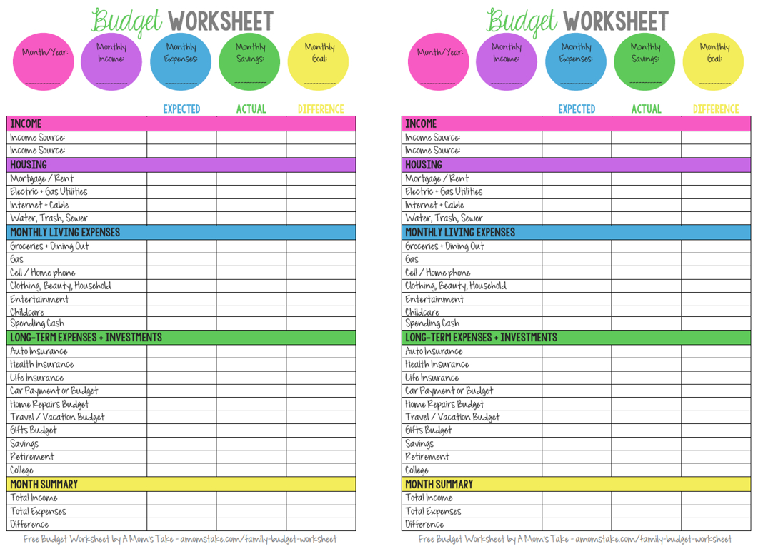 Printable Monthly Family Budget Worksheet - A Mom&amp;#039;S Take pertaining to Home Budget Template Printable