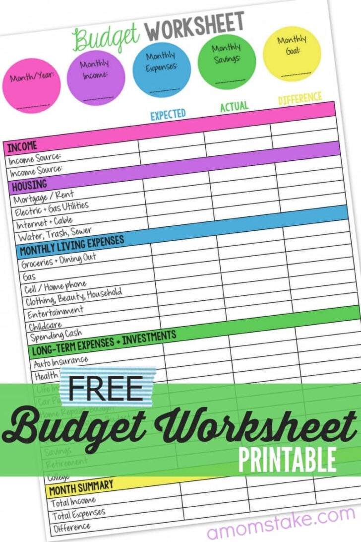 Home Budget Template Printable