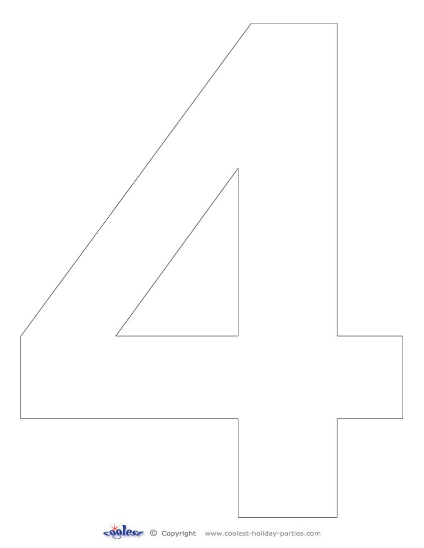 Printable Number 4 throughout Number 4 Printable Template