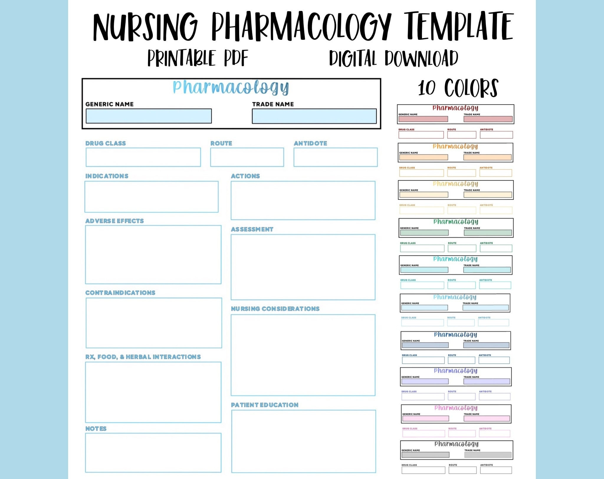 Printable Nursing Pharmacology Drug Card Template, Blank Med Card with regard to Free Printable Pharmacology Drug Card Template