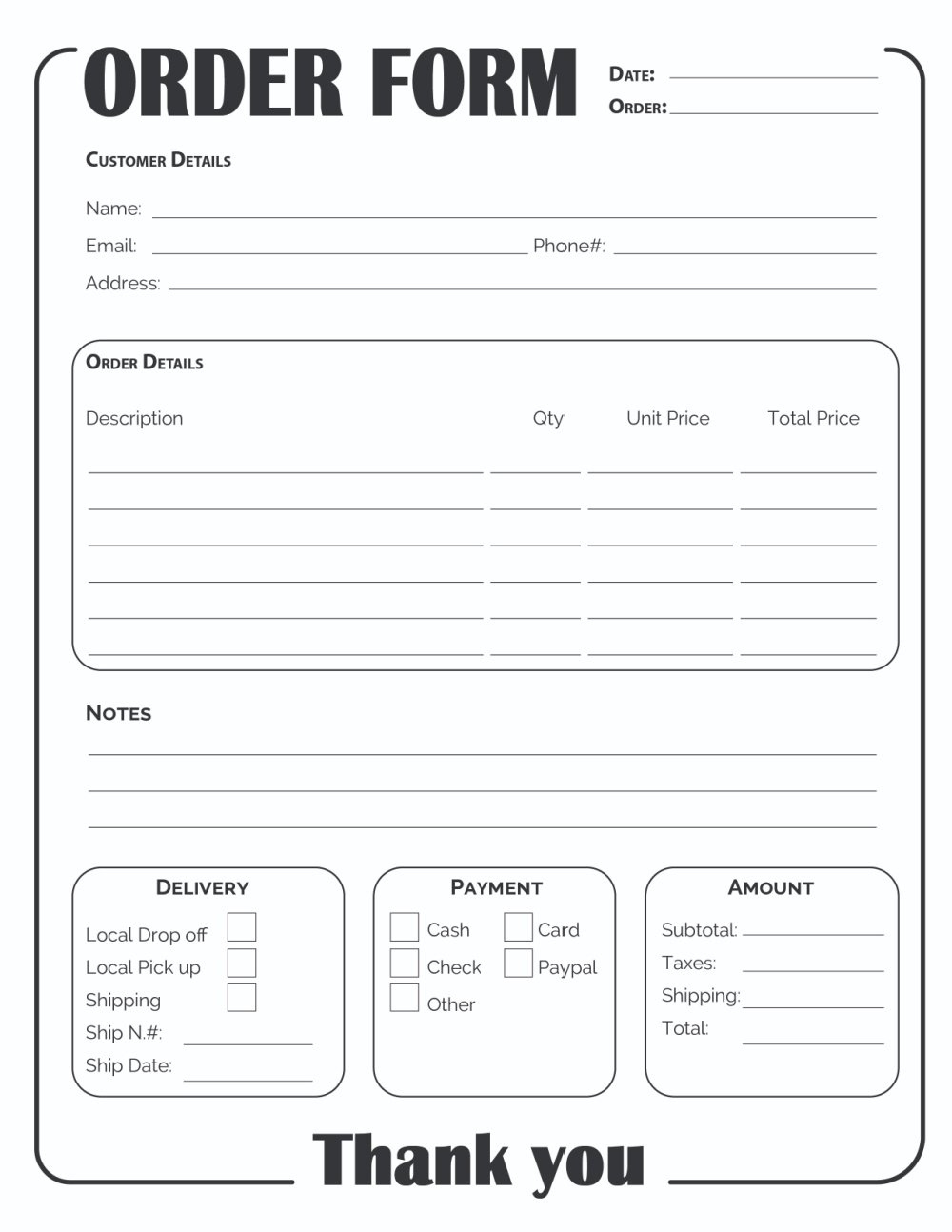 Printable Order Form Template (2 Options) - Freebie Finding Mom with Printable Order Form Template