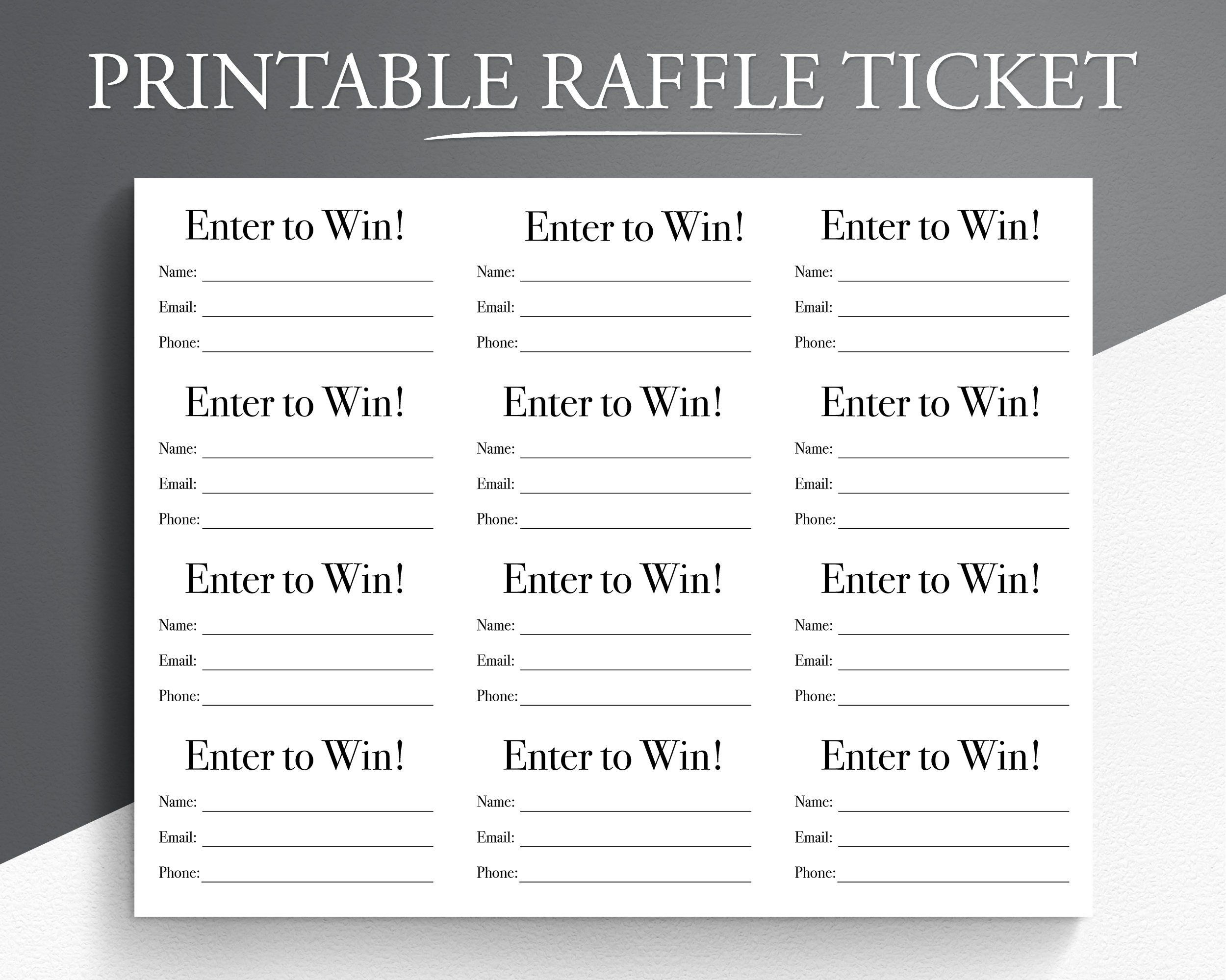 Printable Raffle Ticket. Enter To Win Printable Ticket. with regard to Printable Raffle Ticket Template