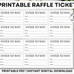 Printable Raffle Tickets, Enter To Win Tickets, Printable Enter To Within Printable Raffle Ticket Template