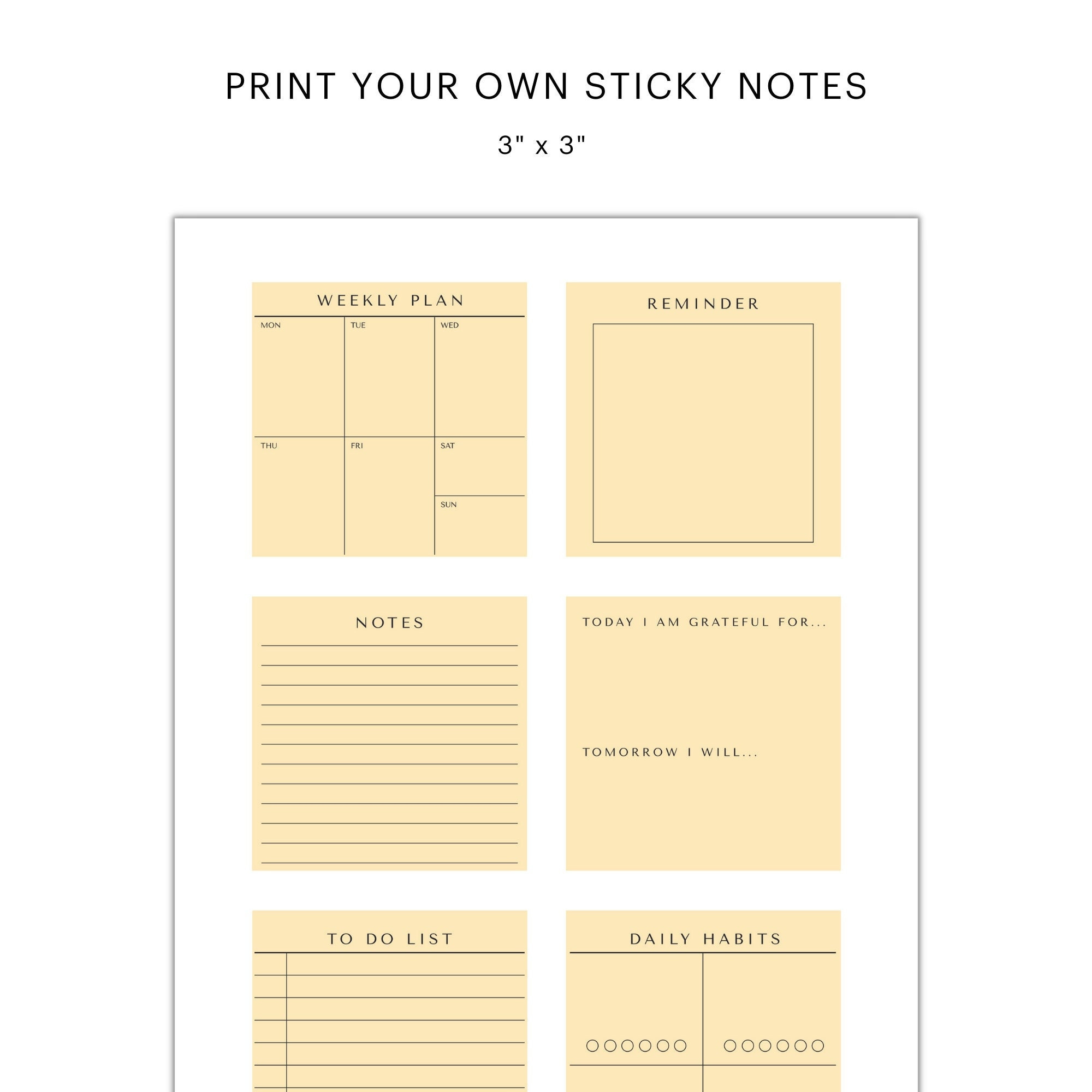 Printable Sticky Notes, Printable Post-Its, Print Your Own Sticky pertaining to Post It Printable Template