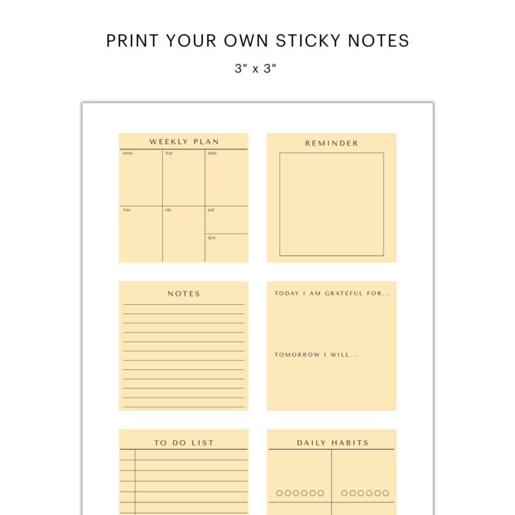 Printable Sticky Note Template