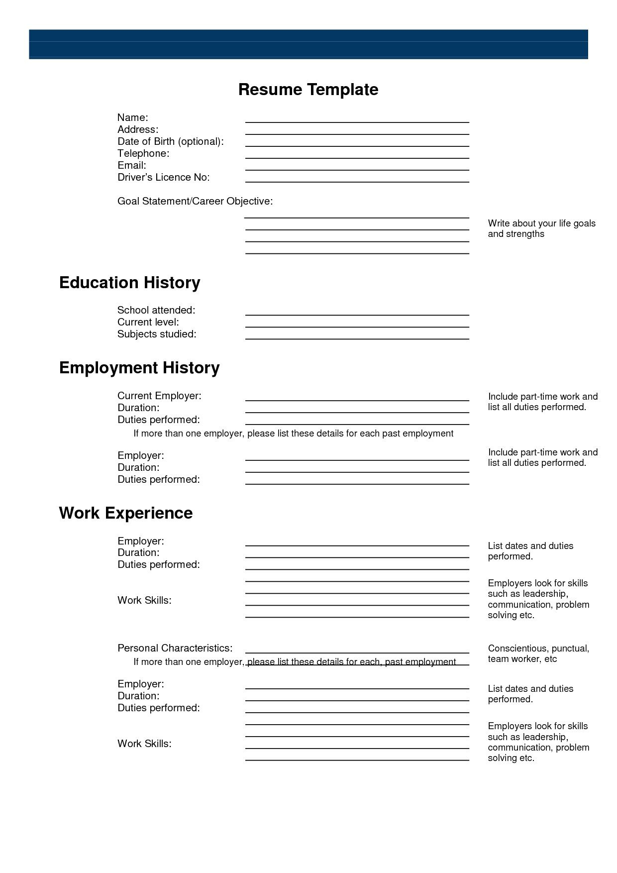 Resume Templates Printable - Resume Templates pertaining to Free Resume Template Printable