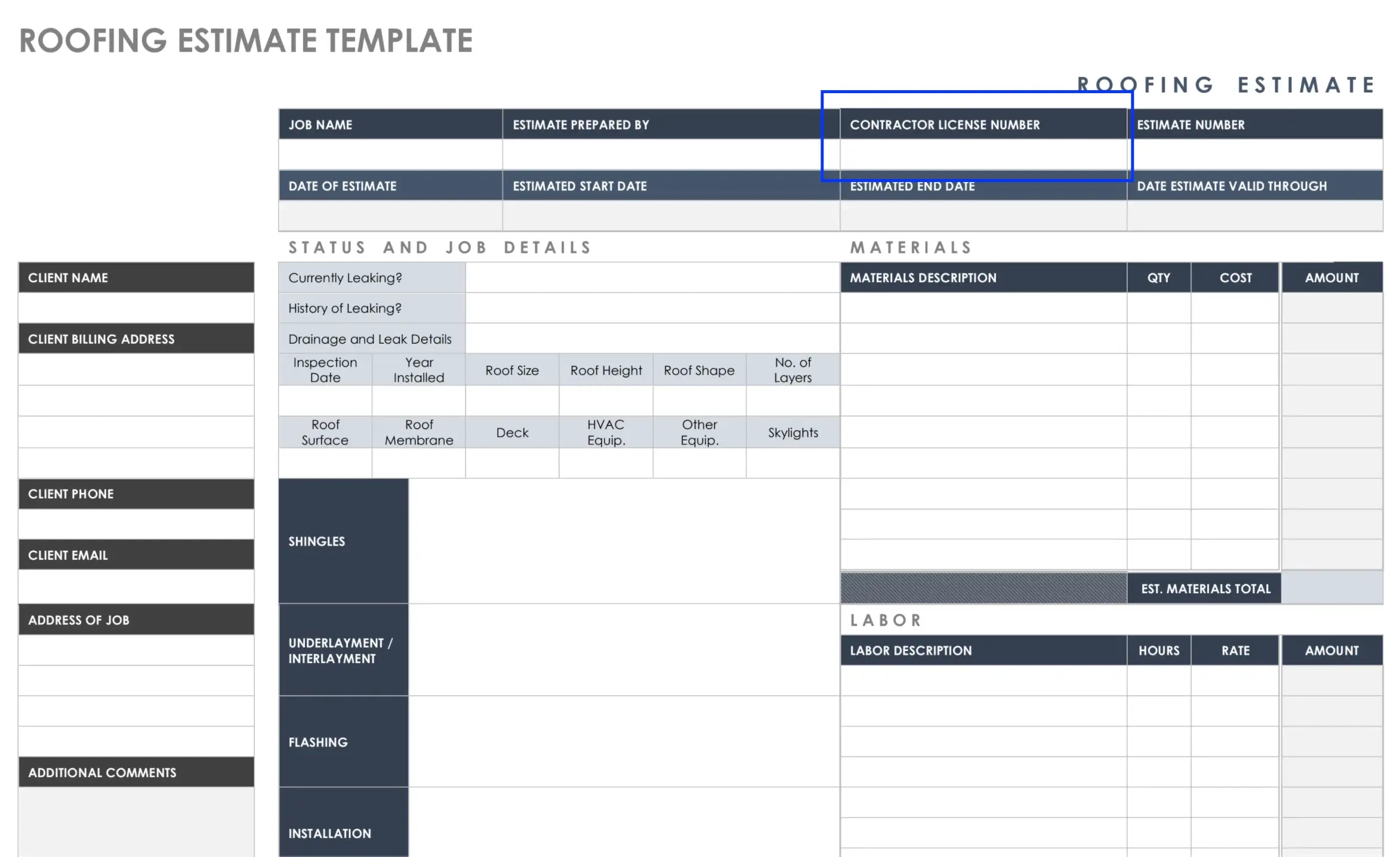 Roofing Estimate Template ≡ Fill Out Printable Pdf Forms Online within Printable Roofing Estimate Template