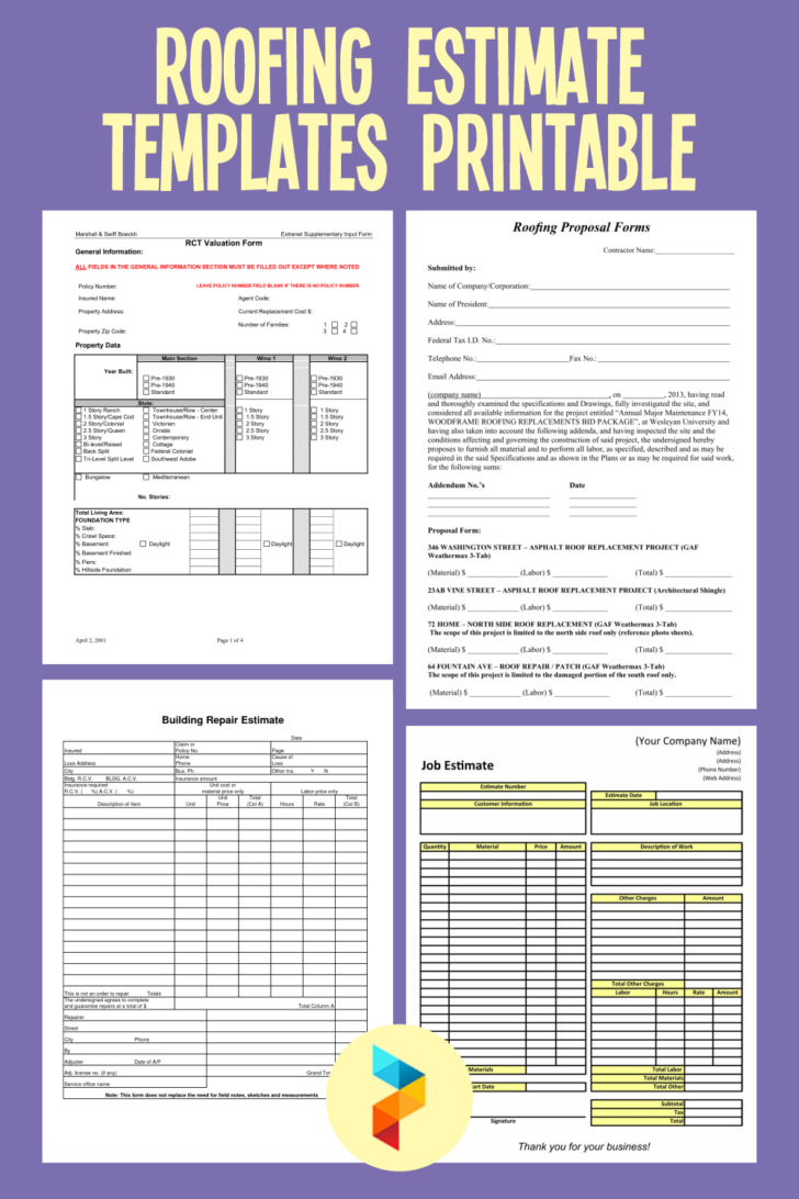 Printable Roofing Estimate Template