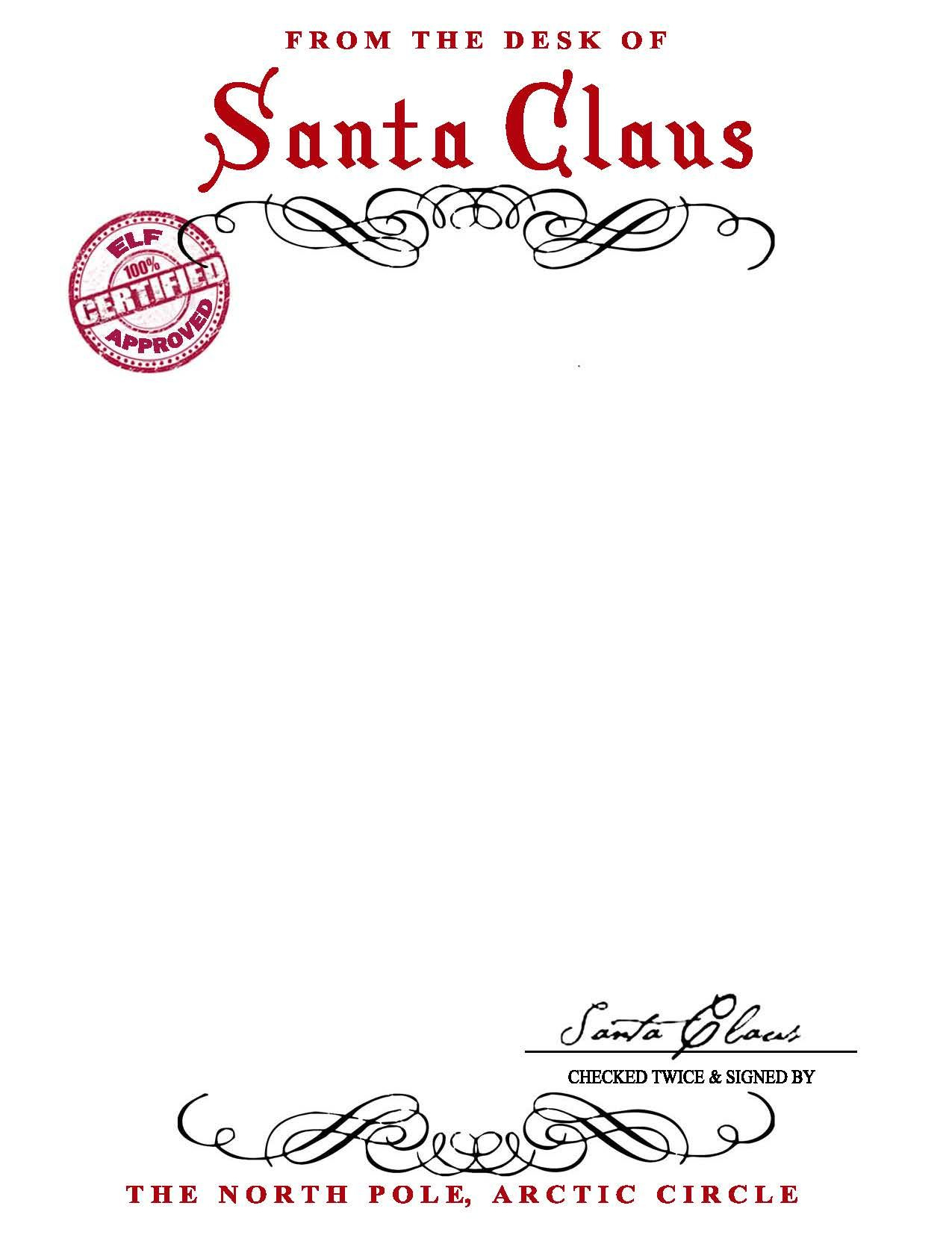 Santa Claus Stationary {Free Printable} in Letter from Santa Printable Template