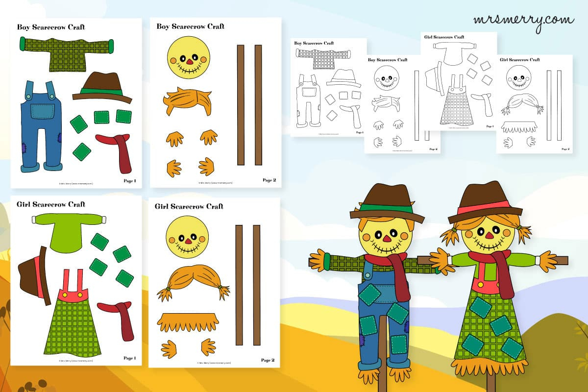 Scarecrow Template | Cut And Paste Printable Craft | Mrs. Merry intended for Printable Scarecrow Craft Template