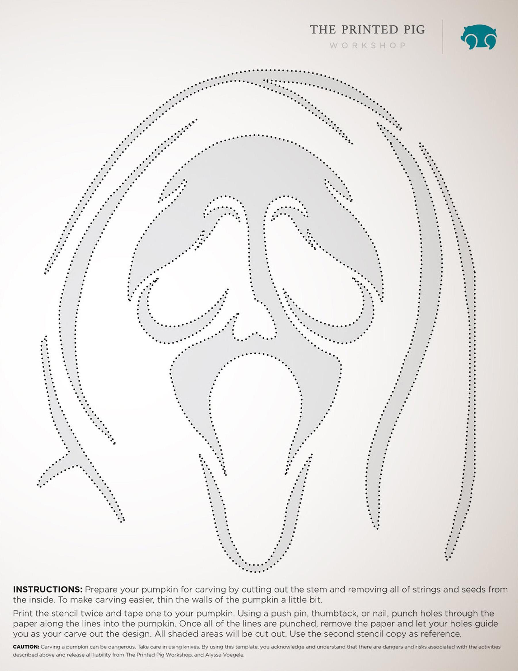 Scream: Ghostface (Free Pumpkin Stencil - Pumpkin Pattern within Ghost Face Template Printable