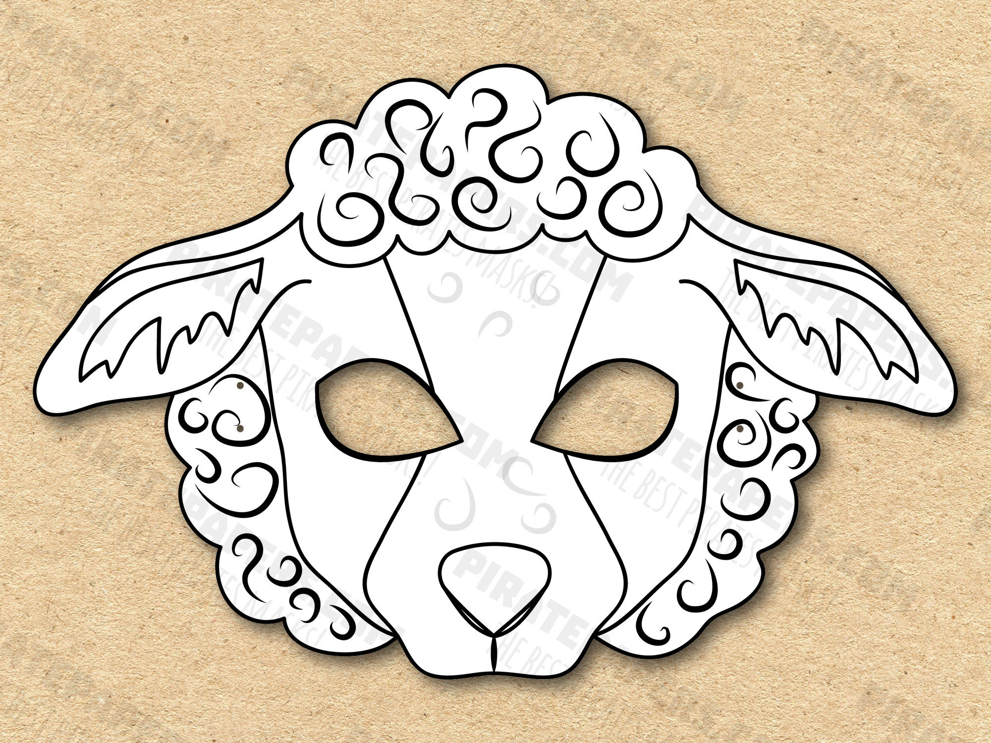 Sheep Mask Printable Coloring, Paper Diy For Kids And Adults. Pdf in Printable Sheep Mask Template