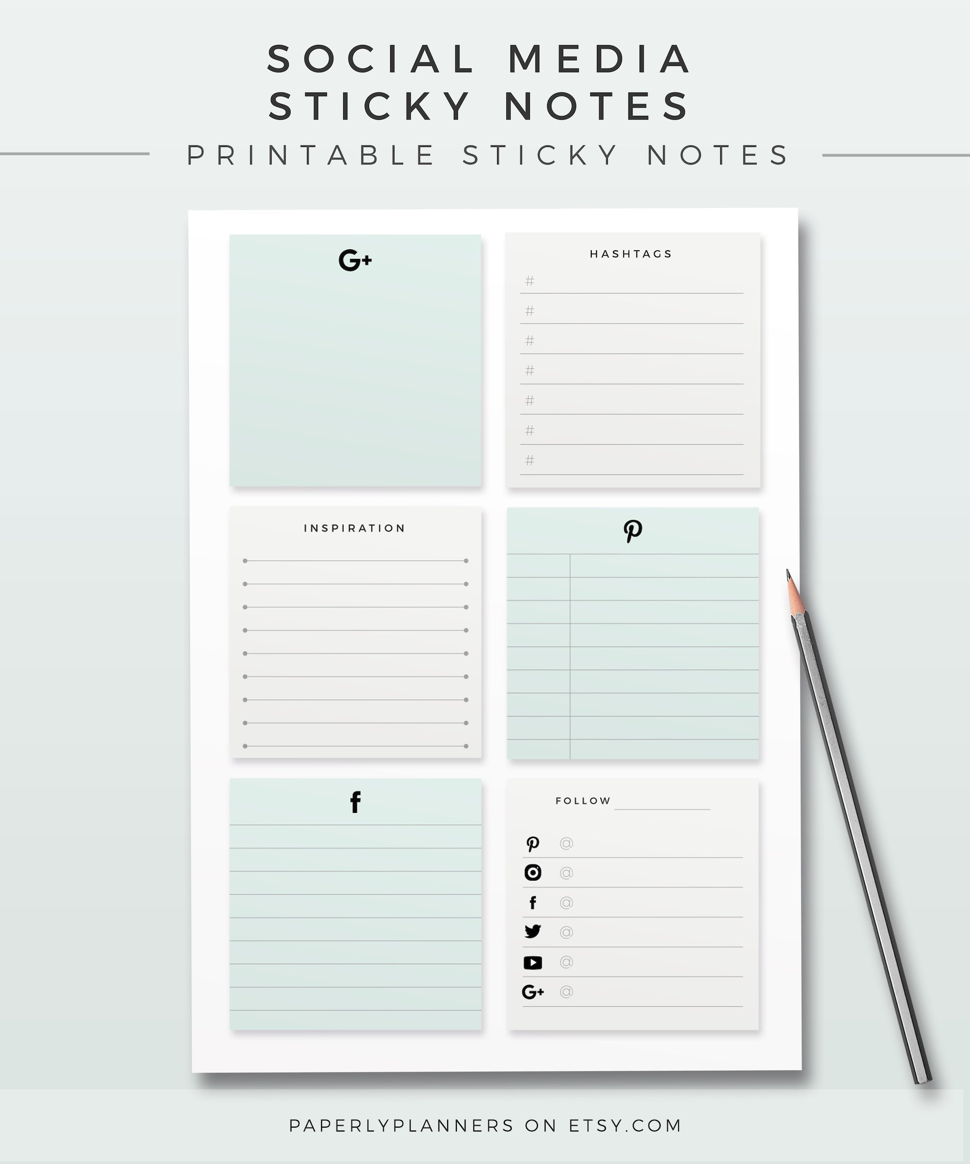 Social Media Sticky Notes Printable Sticky Notes Template, Planner intended for Printable Sticky Note Template