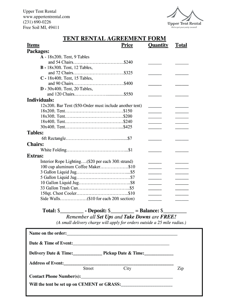 Tent Rental Agreement Template: Fill Out &amp;amp; Sign Online | Dochub within Printable Party Rental Contract Template