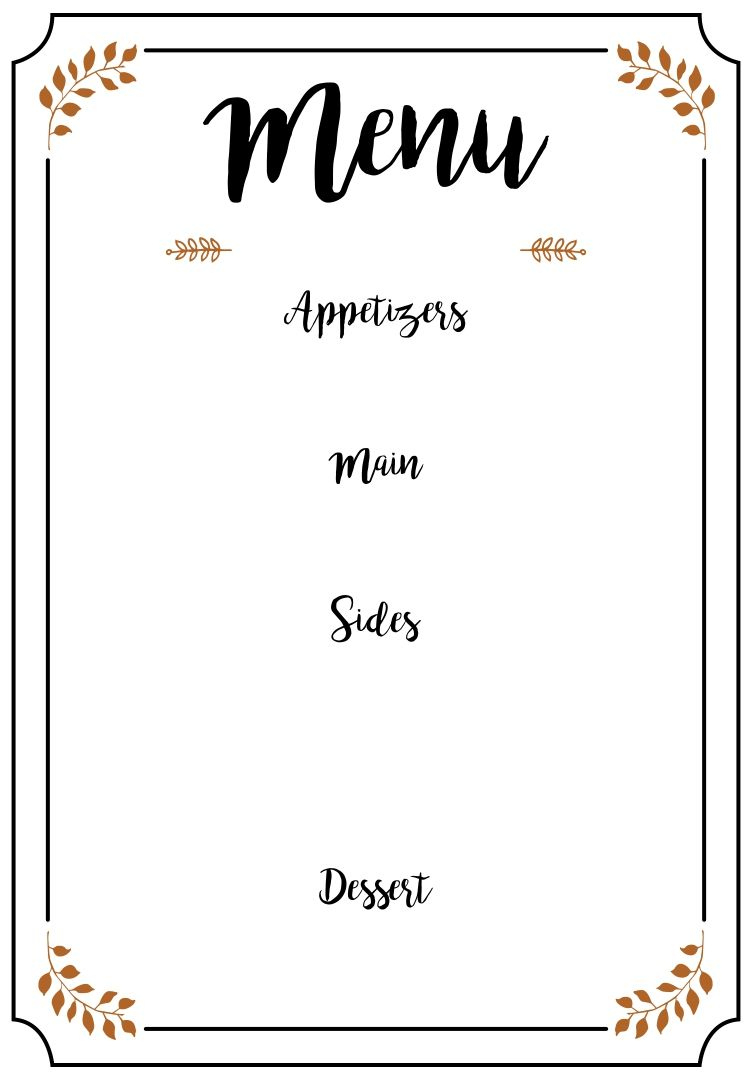 Thanksgiving Menu Templates - 10 Free Pdf Printables | Printablee throughout Menu Templates Free Printable