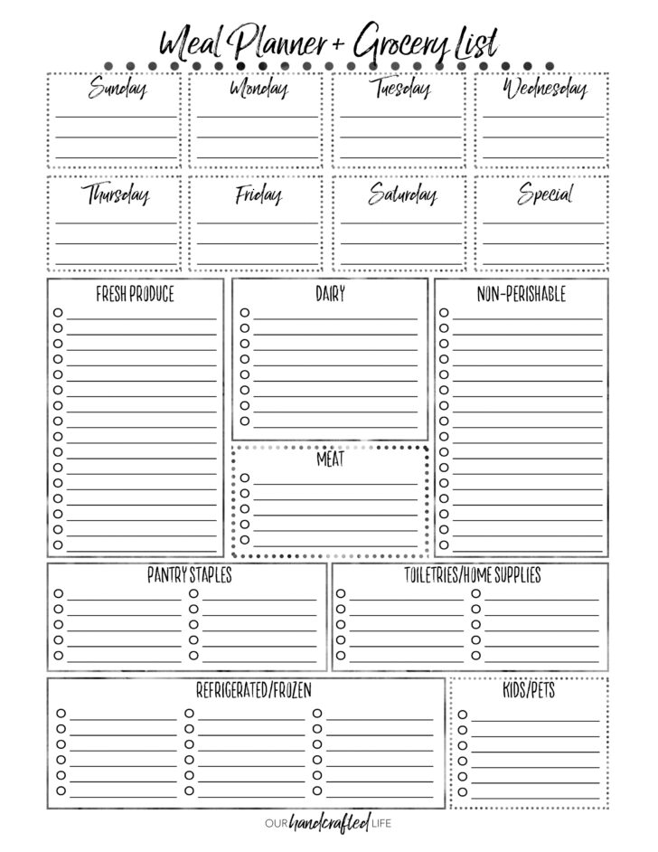 Free Printable Meal Planning Template