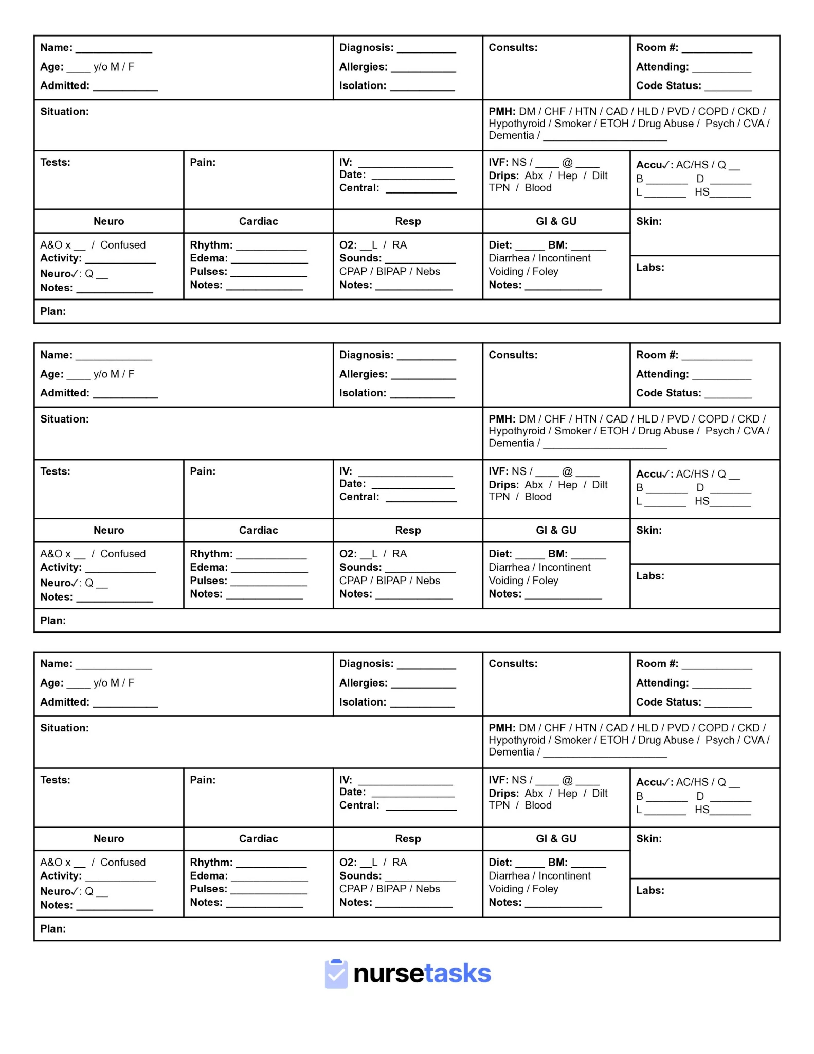 The Ultimate Nursing Report Sheet Guide - Free Downloads! for Printable Nursing Report Template