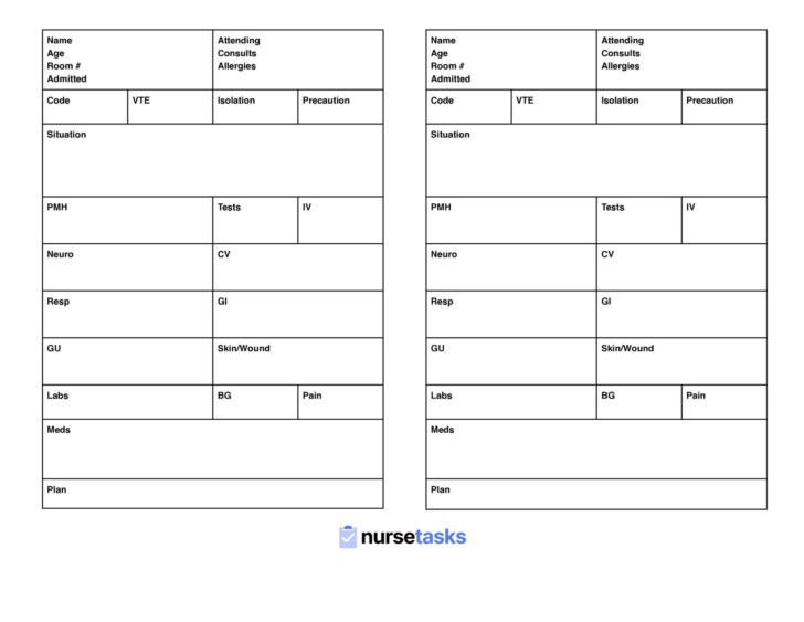 Printable Nursing Report Template