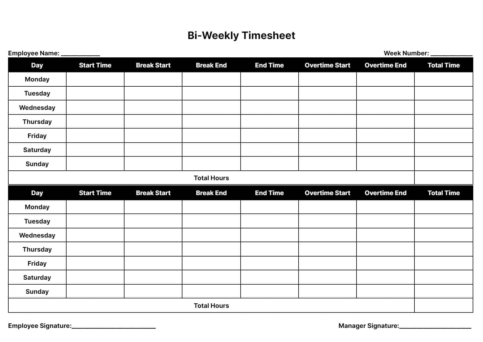 Timesheet Templates: Download &amp;amp; Print For Free! with Free Printable Timesheet Template