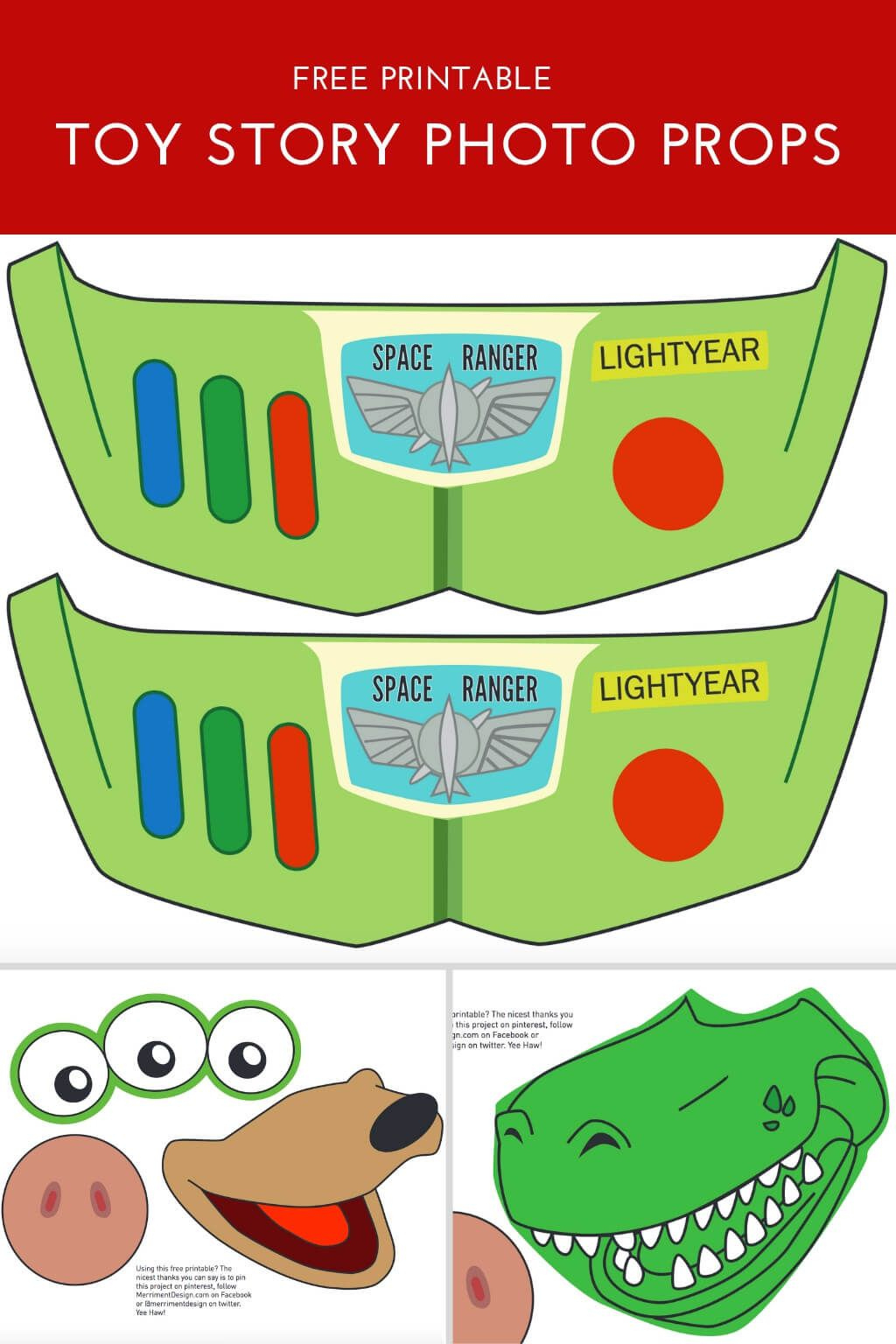 Toy Story Photo Booth Props {Free Printable Pdf} in Printable Buzz Lightyear Chest Template